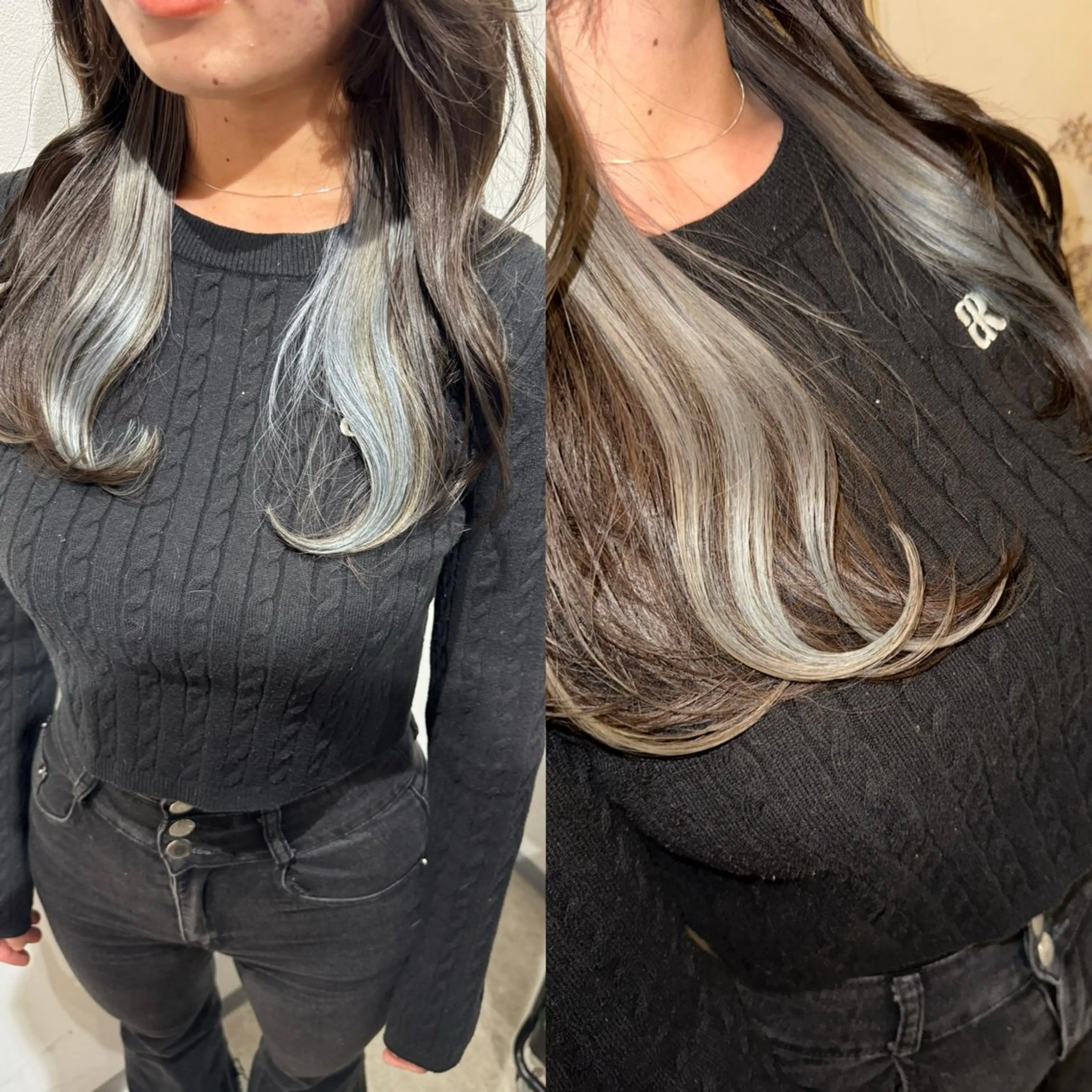 セミロング ボブ 韓国風ヘア レイヤーカット 縮毛矯正 カット ヘアカラー トリートメント ✨艶ブリーチカラー✨ ✨艶髪ストレート✨のヘアスタイル