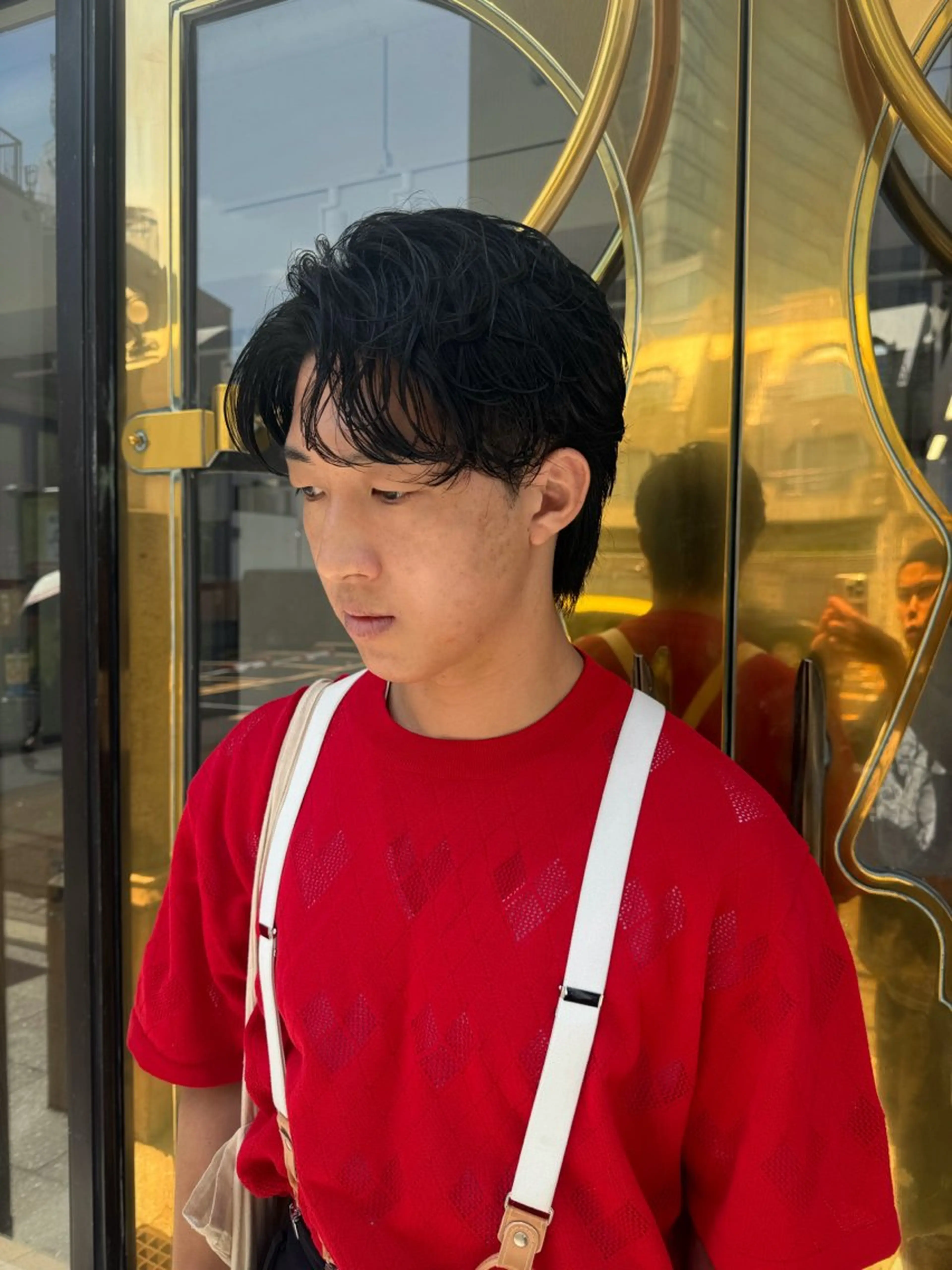 ミディアム パーマ メンズ カット 縮毛矯正 トリートメント ヘアセット メンズNO.1口コミ 高評価🟡三澤拓海✅のヘアスタイル
