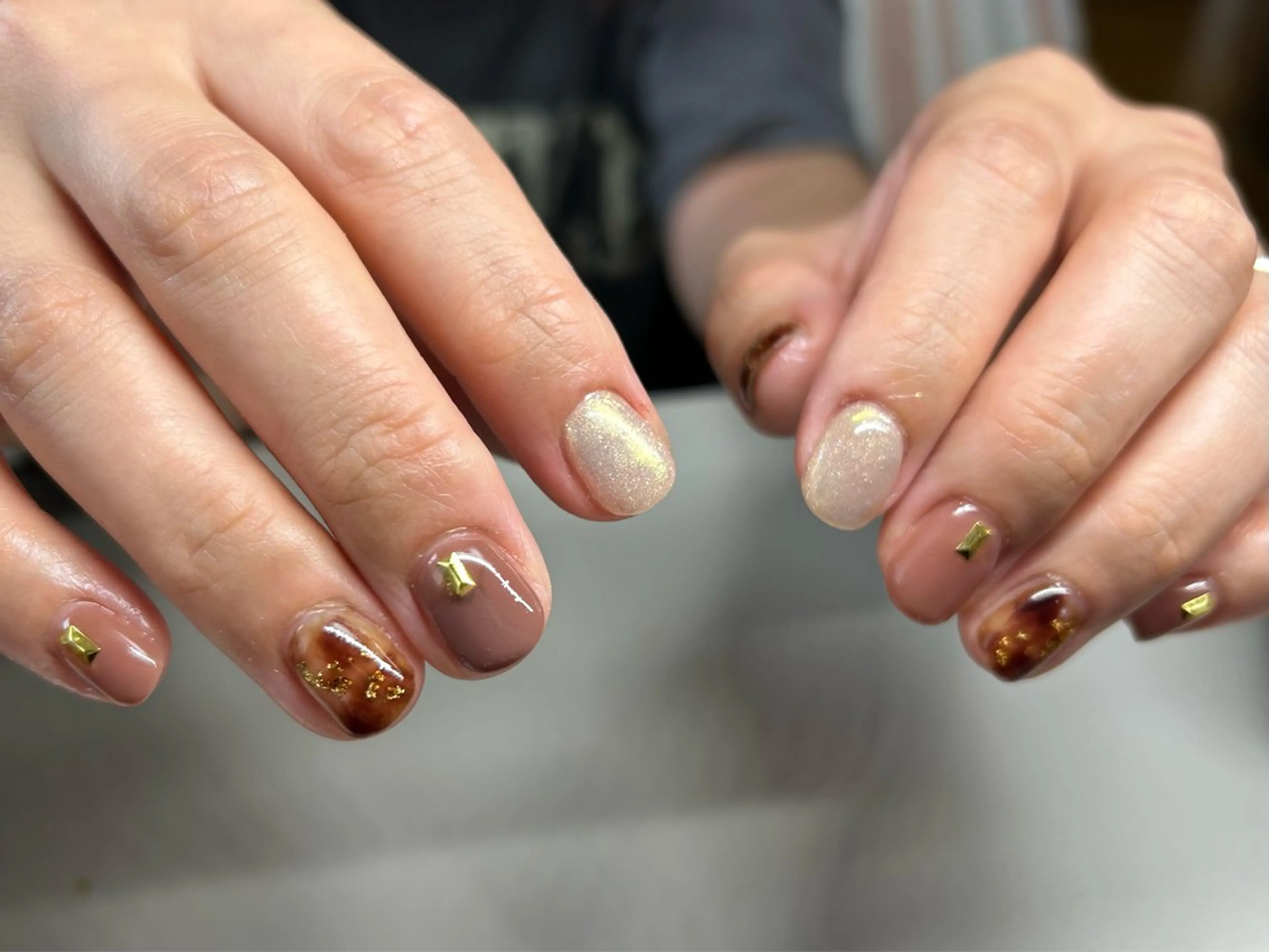 ネイル ブラウン ニュアンスネイル amo_nail 岡山市南区自宅ネイルのネイルデザイン