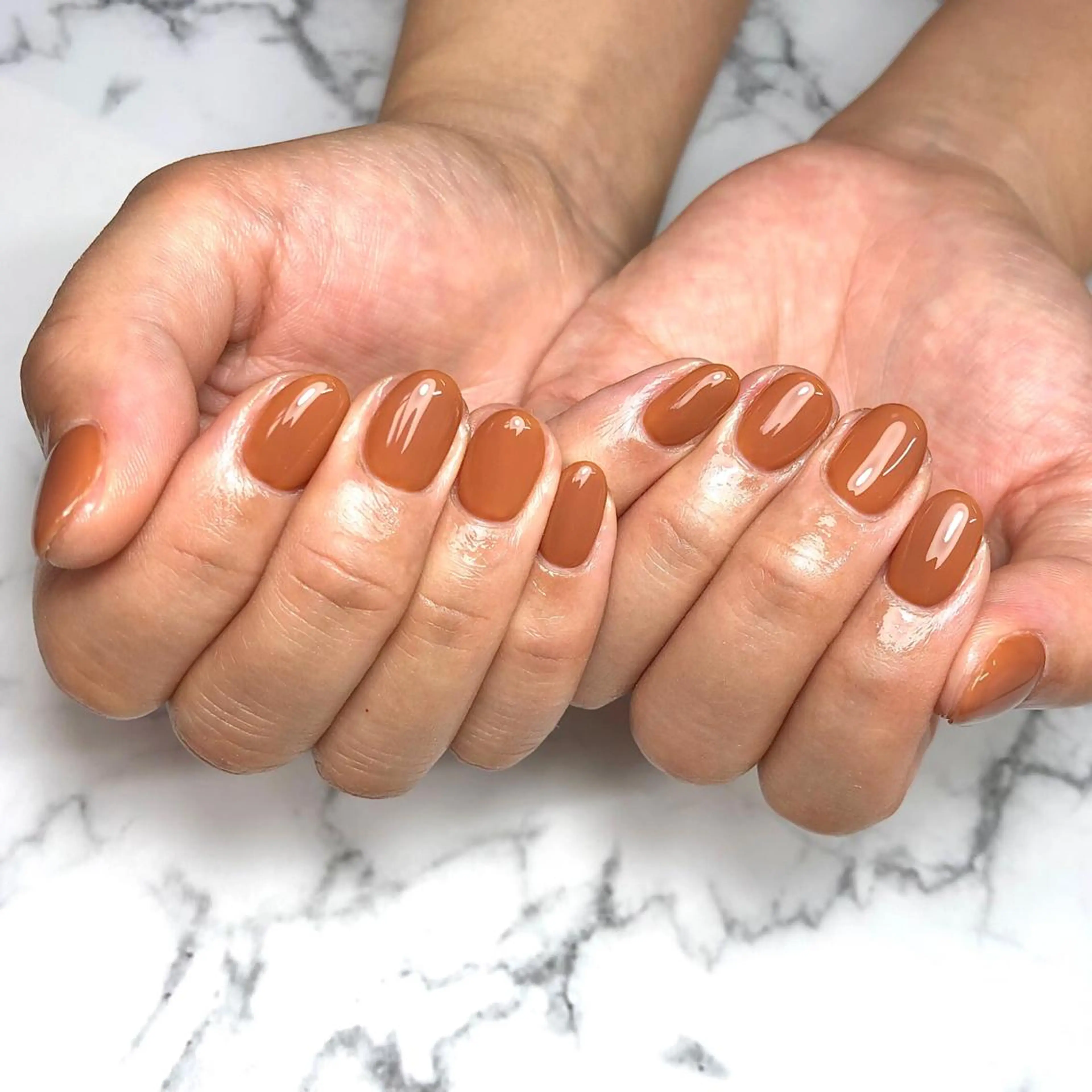ネイル ワンカラーネイル オレンジ ショートネイル シンプルネイル ハンドネイル NAIL NOWのネイルデザイン