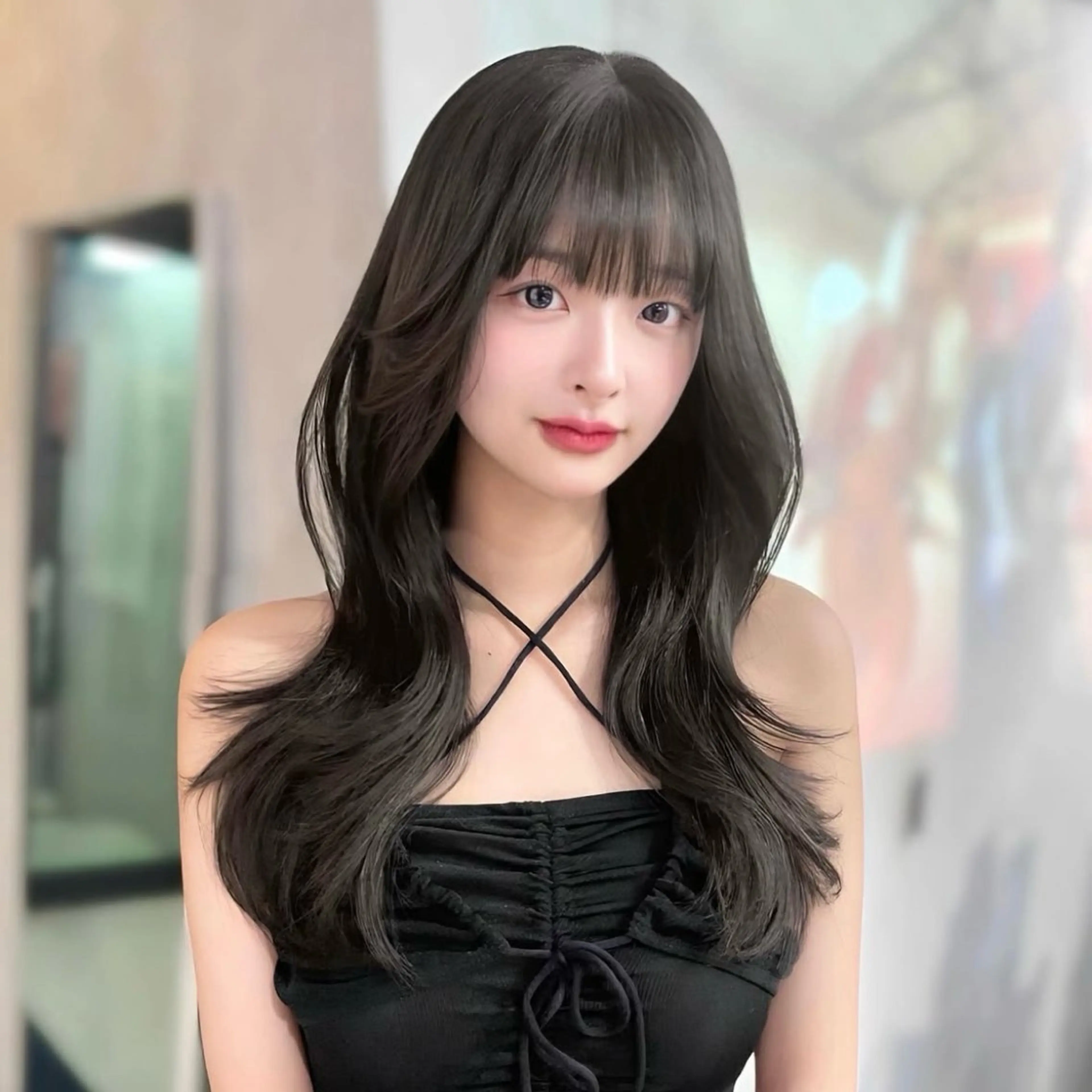 ロング カラー アッシュ アッシュグレー レイヤーカット 似合わせカット カット ヘアカラー トリートメント モテ韓国ヘア/ レイヤー🤍RIKAのヘアスタイル