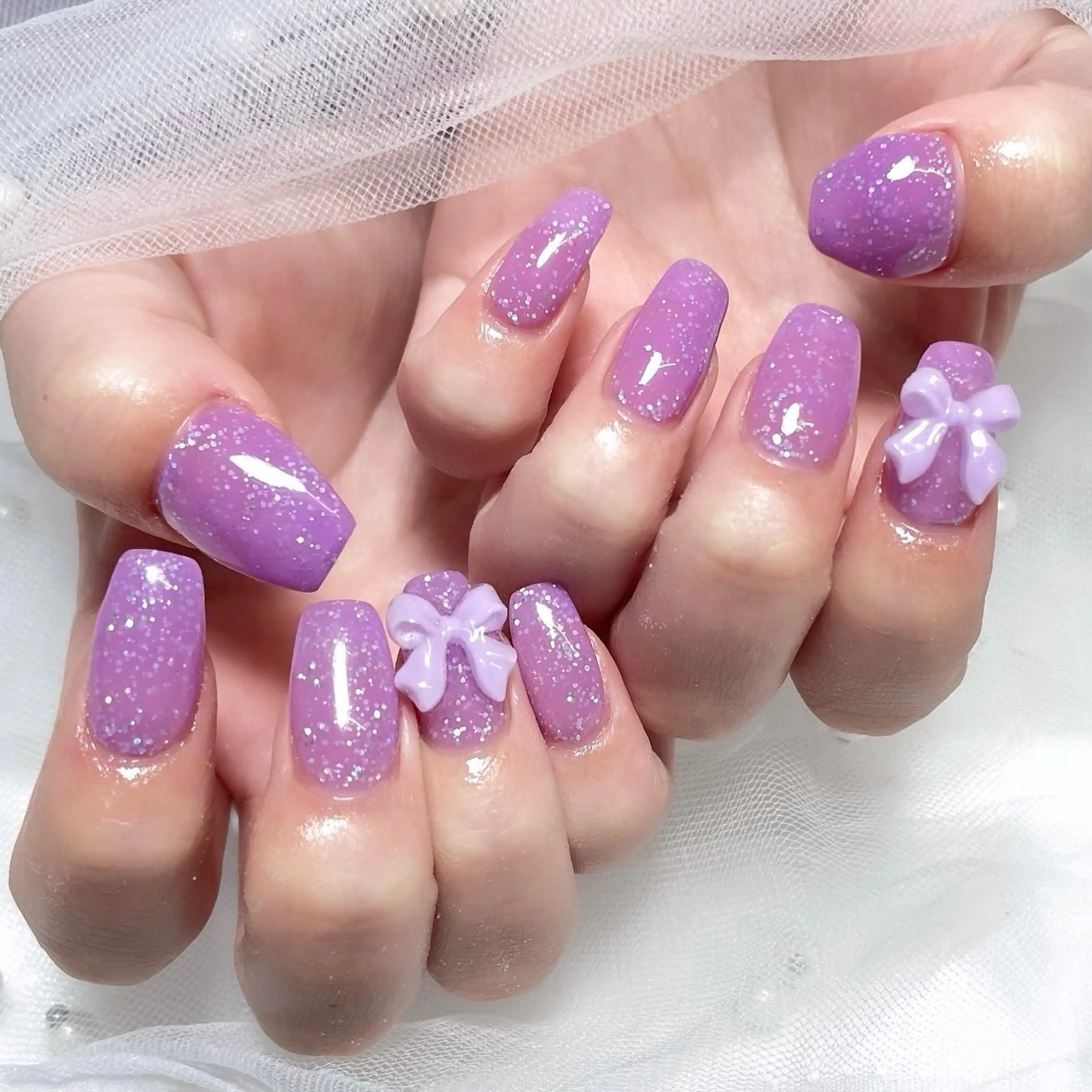 ネイル ハンドネイル 🎀藤沢ガーリーネイ ル/長さ出し🎀のネイルデザイン