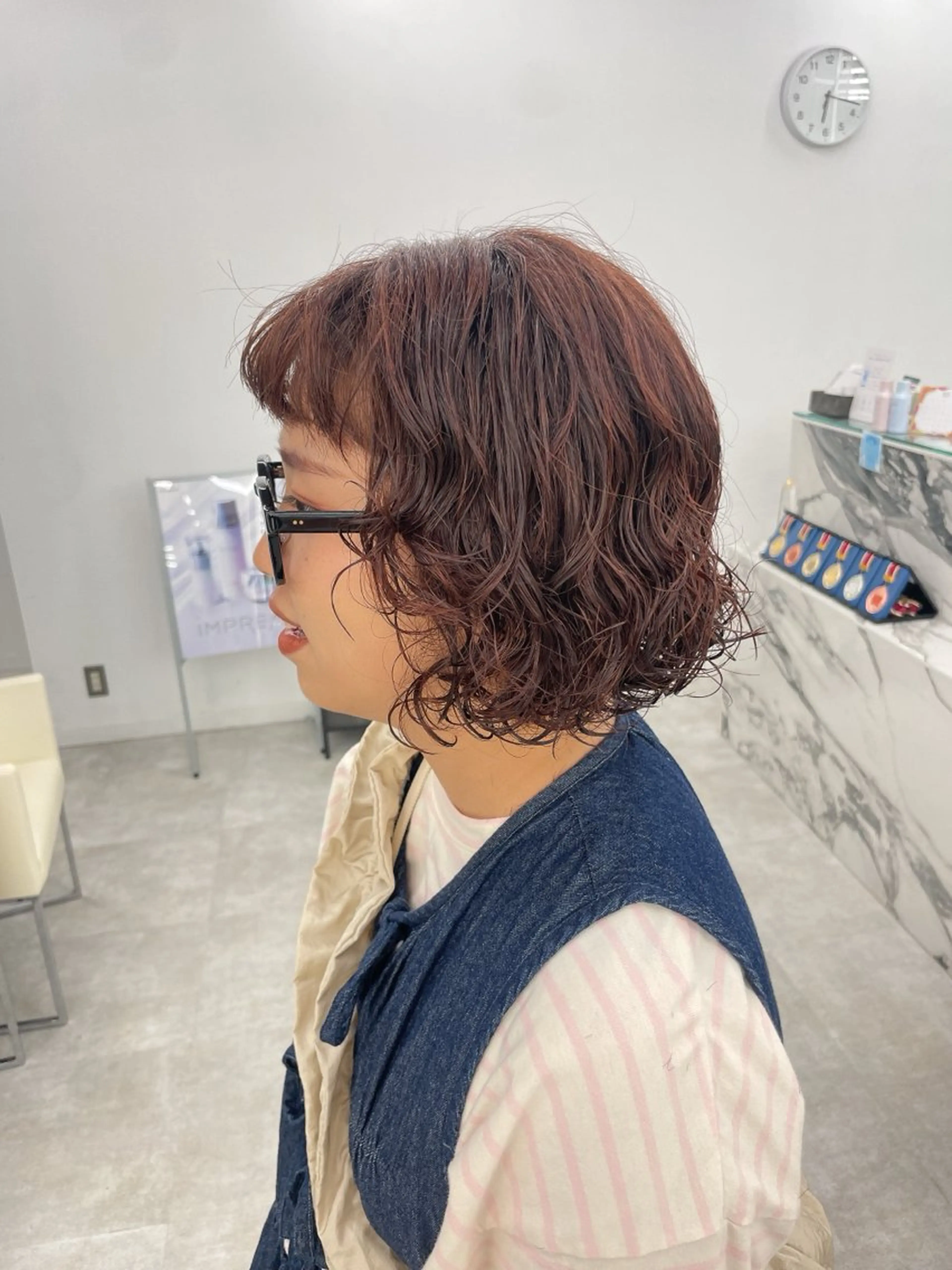 ミディアム カラー パーマ カット ヘアカラー パーマ トリートメント 【Brown】おじま のぞみのヘアスタイル