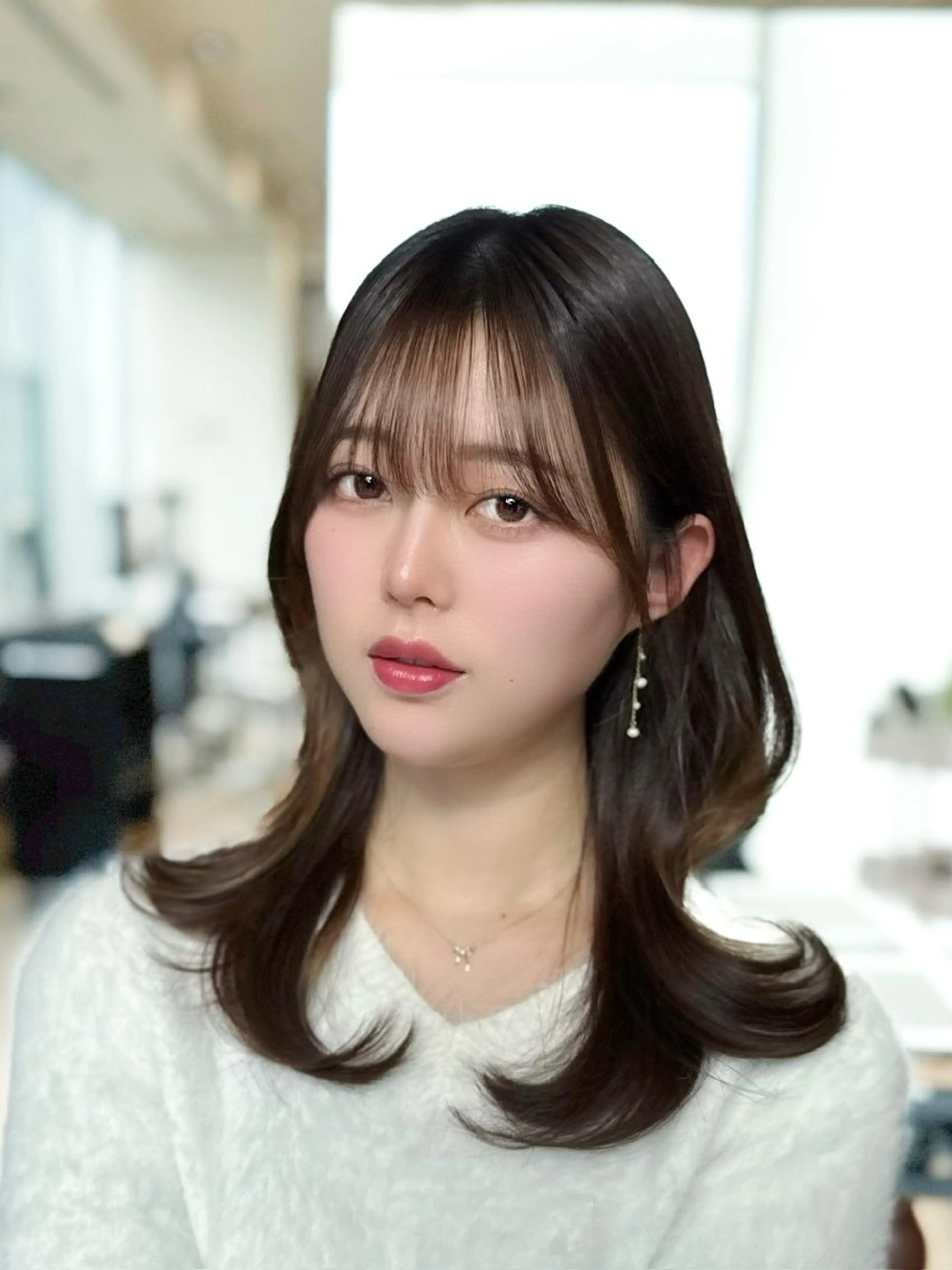 ミディアム カラー ヘアアレンジ カット ヘアカラー トリートメント 最小顔周りカット/ くびれヘア/窪田洸希のヘアスタイル