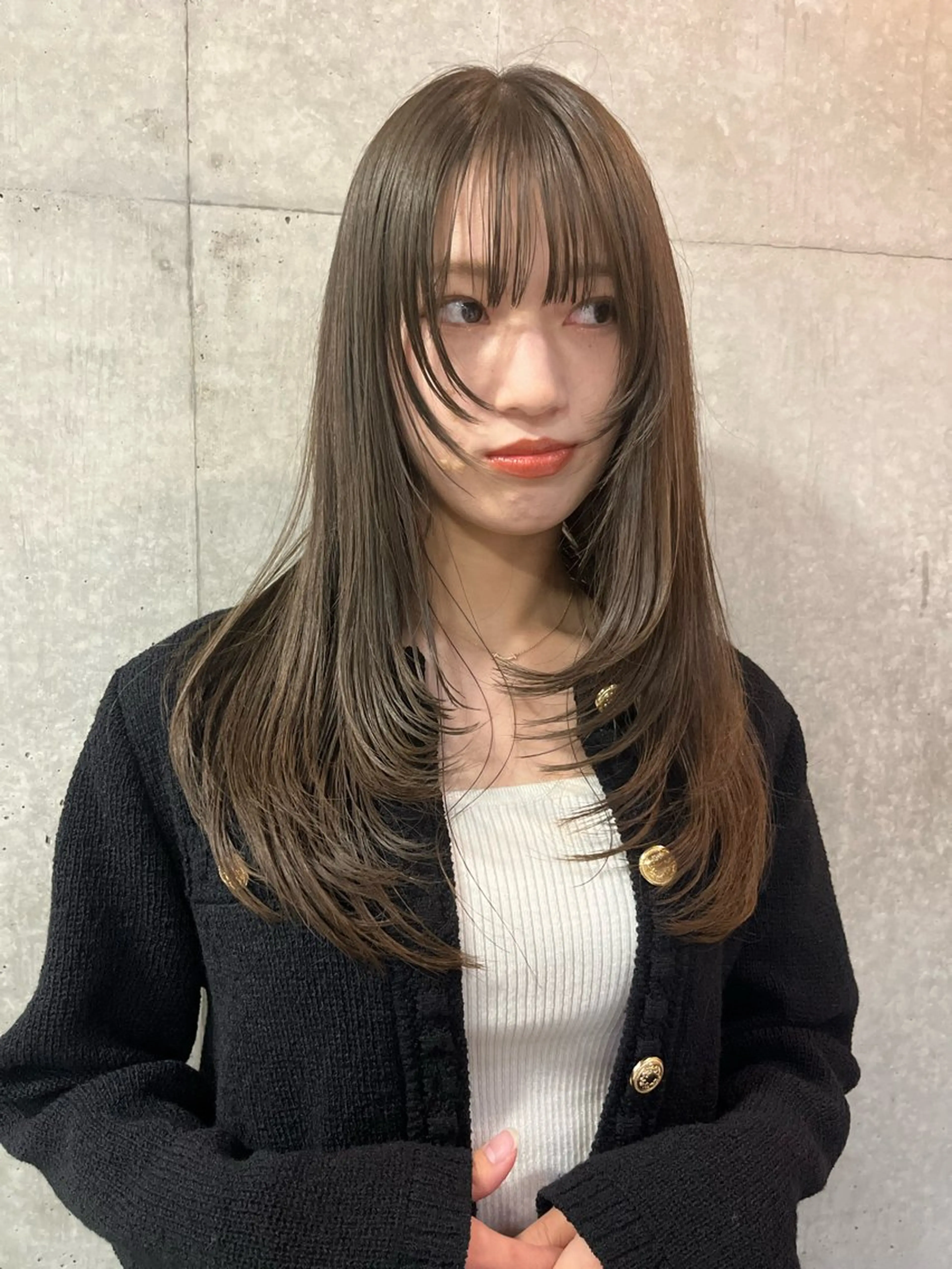 セミロング ボブ 顔まわりレイヤー ハイレイヤー 韓国風ヘア レイヤーカット カット レイヤーカット\ウル フ　chinatsuのヘアスタイル