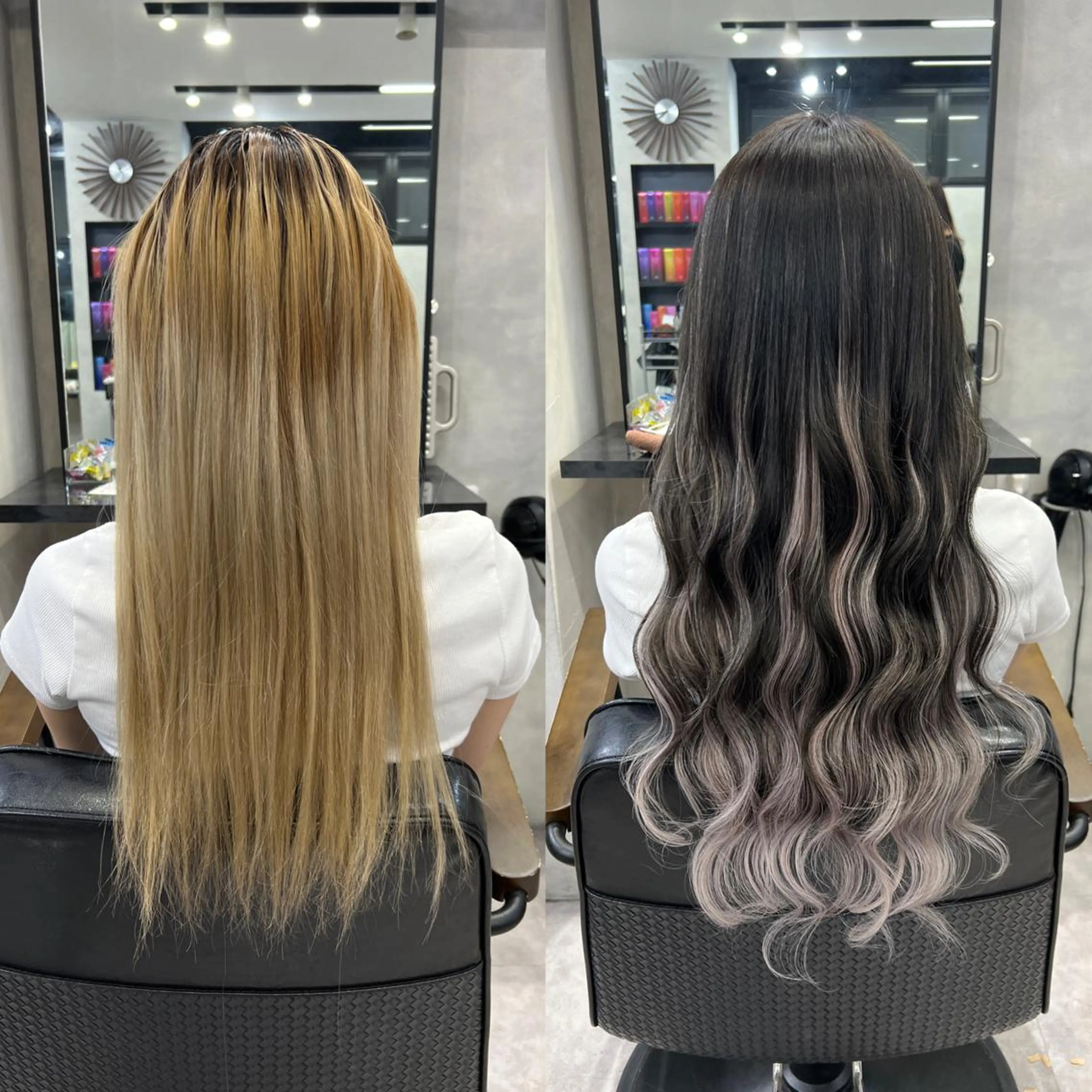 ロング カラー ヘアアレンジ シールエクステ アッシュ バレイヤージュ ベージュカラー ブリーチ カット ヘアカラー エクステ ar+ ❤︎ maiのヘアスタイル