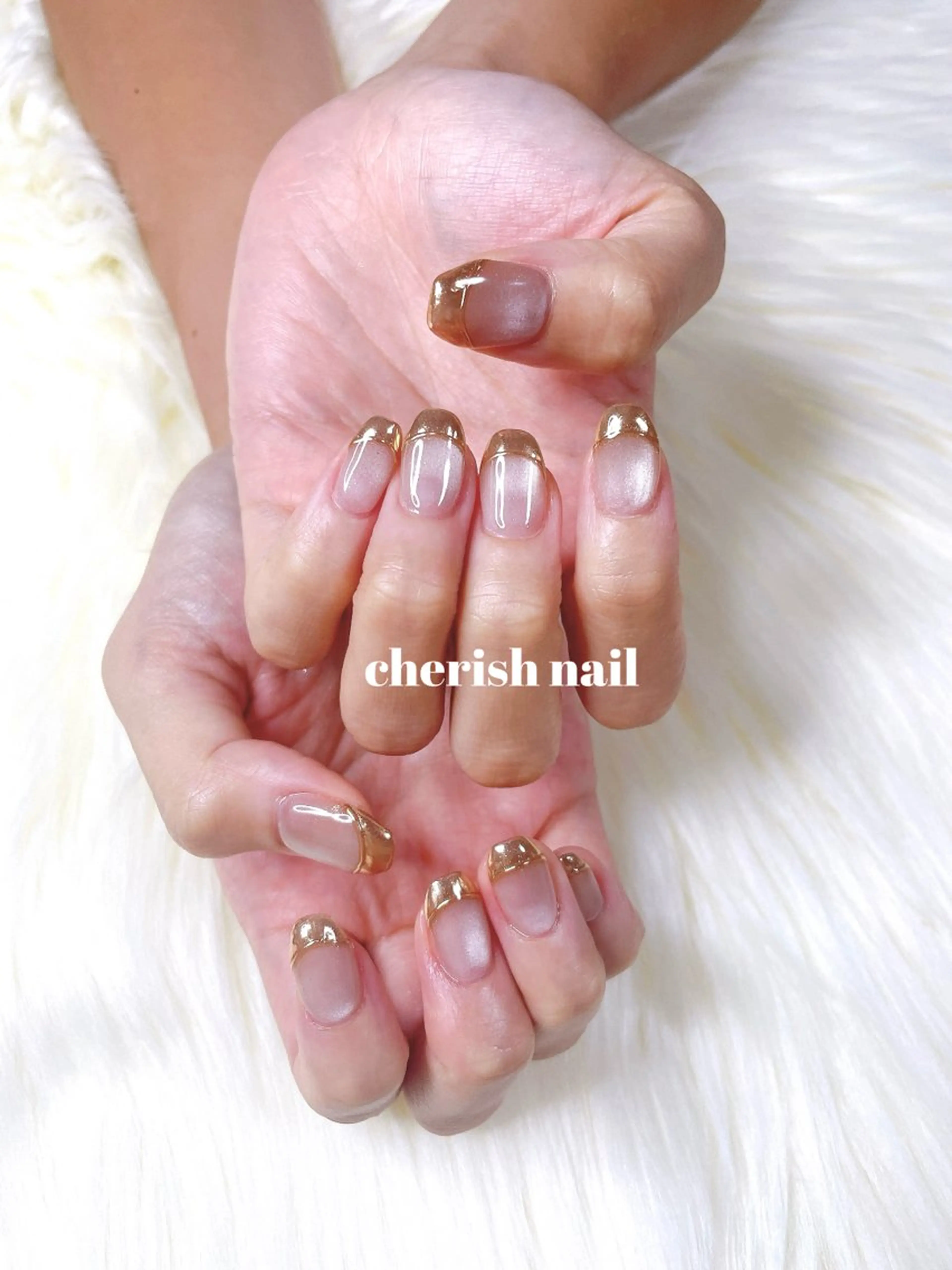 ネイル フレンチネイル 氷ネイル・うるうるネイル マグネットネイル ミラーネイル ハンドネイル cherish nailのネイルデザイン
