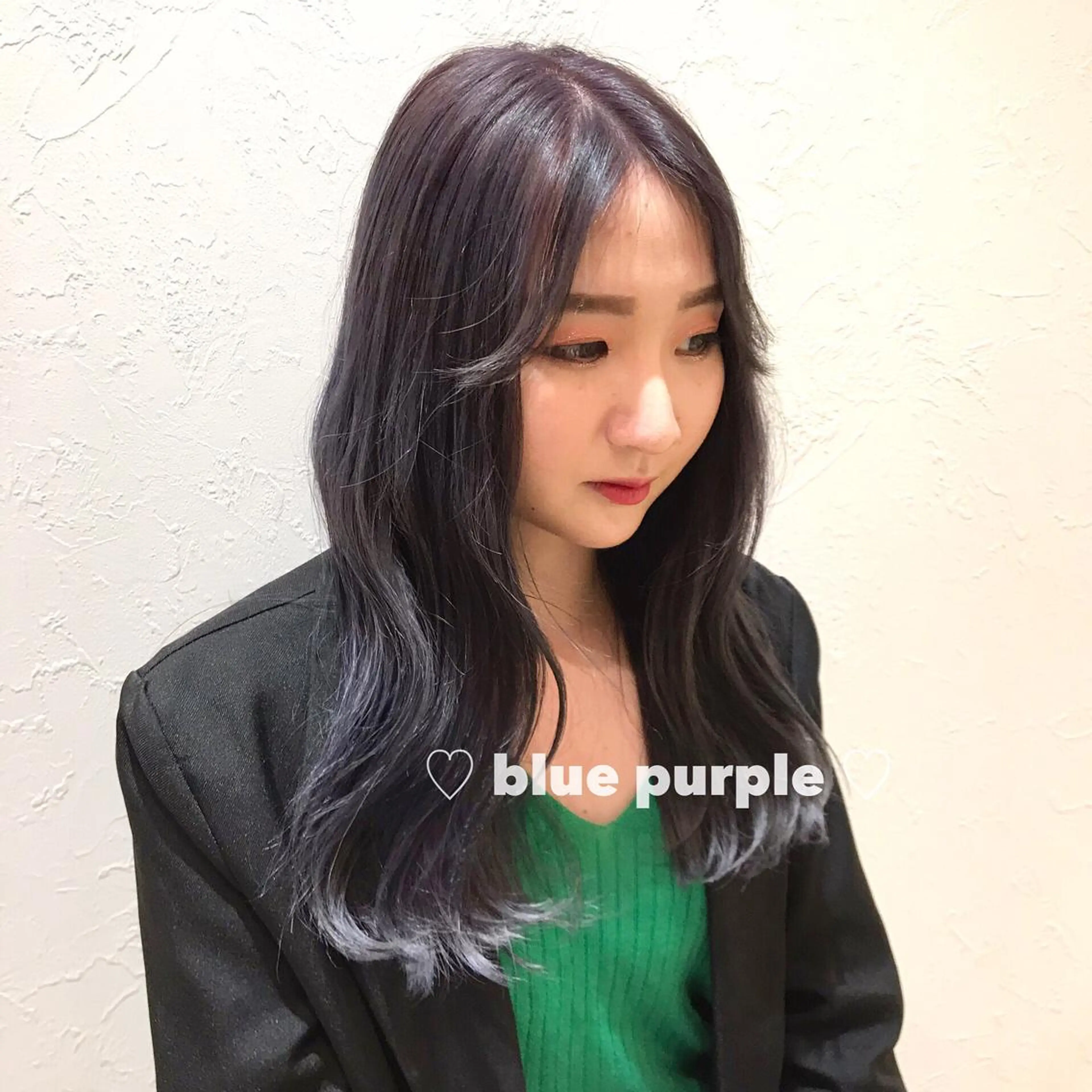 ロング パープルカラー ブリーチなしカラー ダブルカラーエクステのヘアスタイル