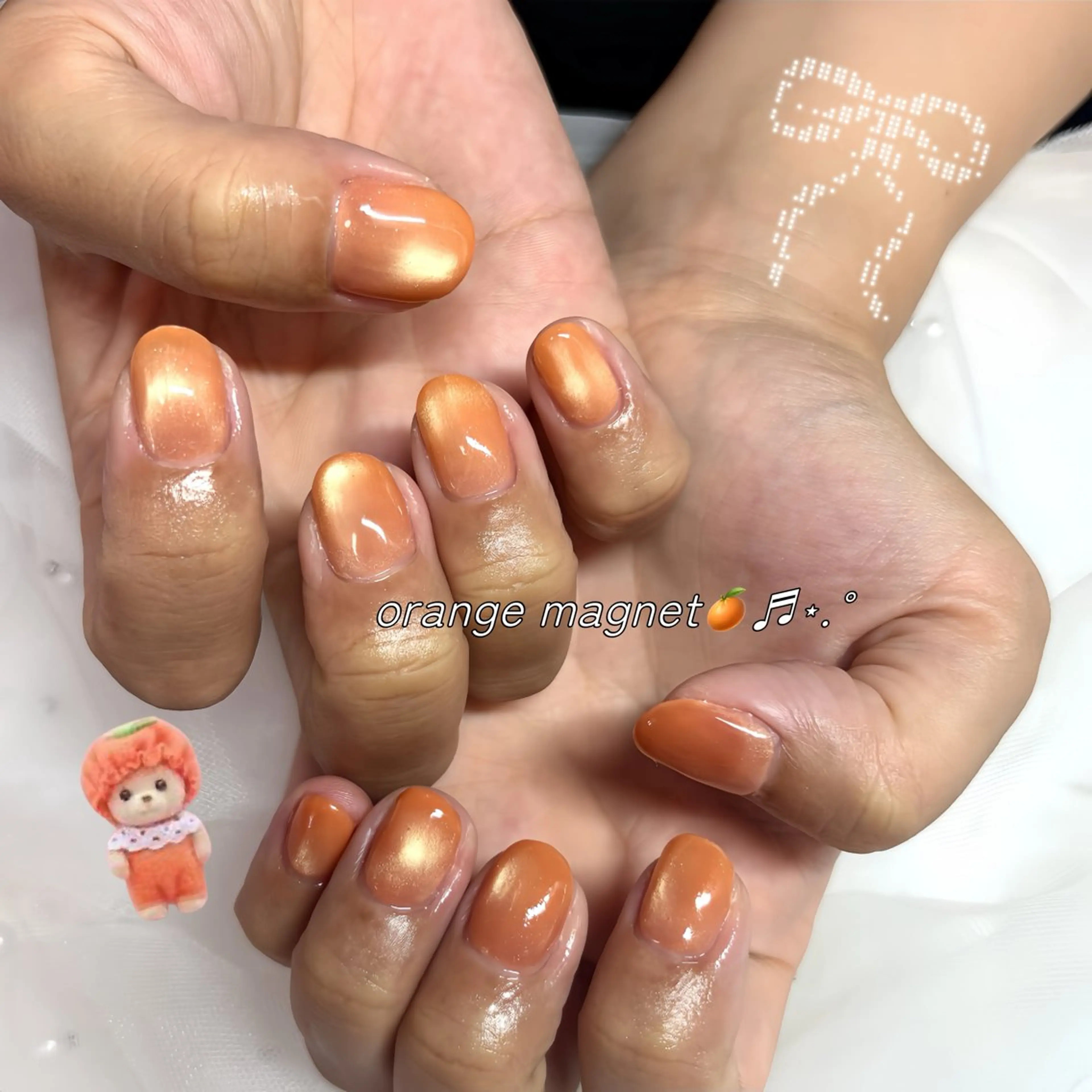 ネイル オレンジ ハンドネイル ぽっぷん satomiのネイルデザイン