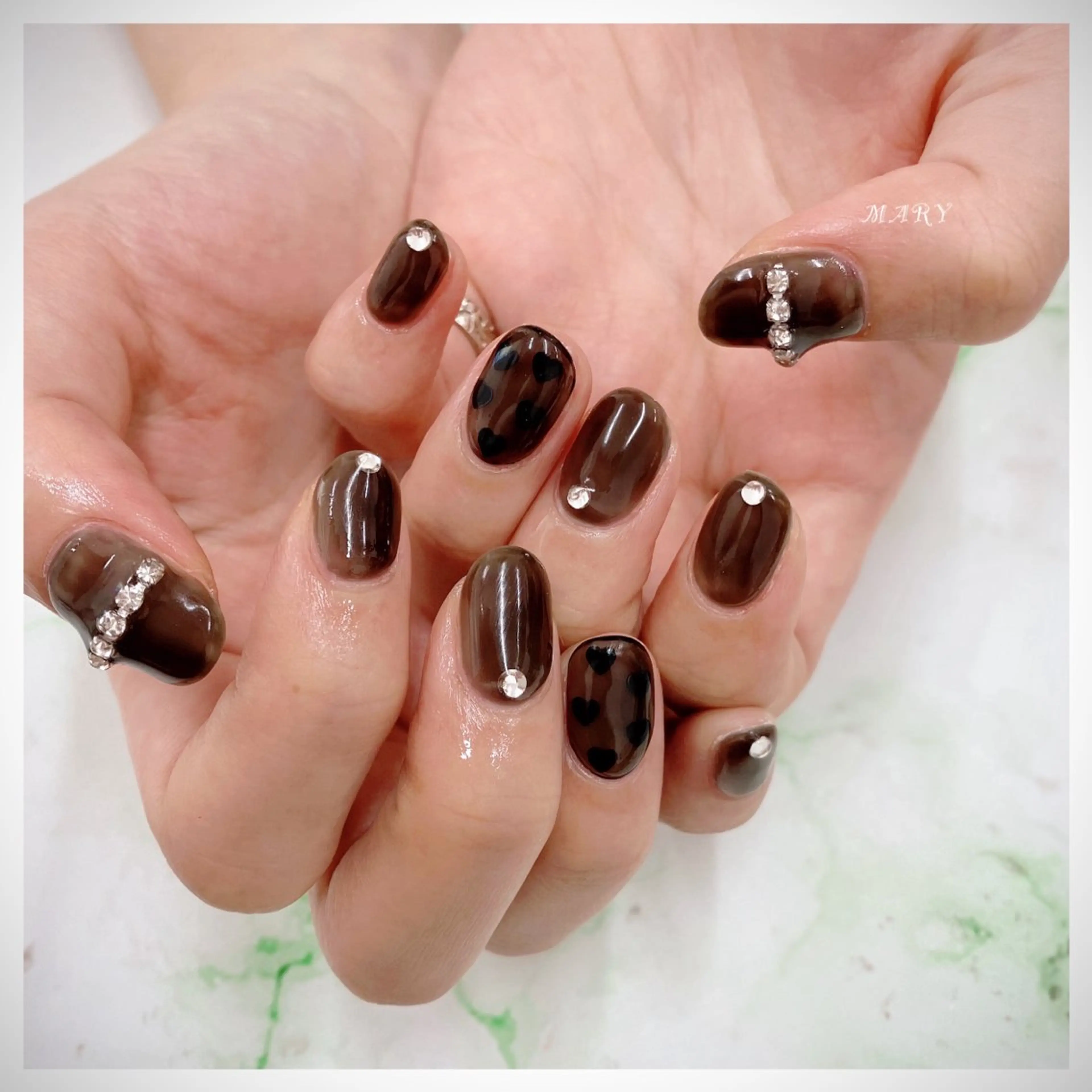 ネイル ハート ニュアンスネイル ワンカラーネイル Mary nail所属・Mary nail .narumiのネイルデザイン
