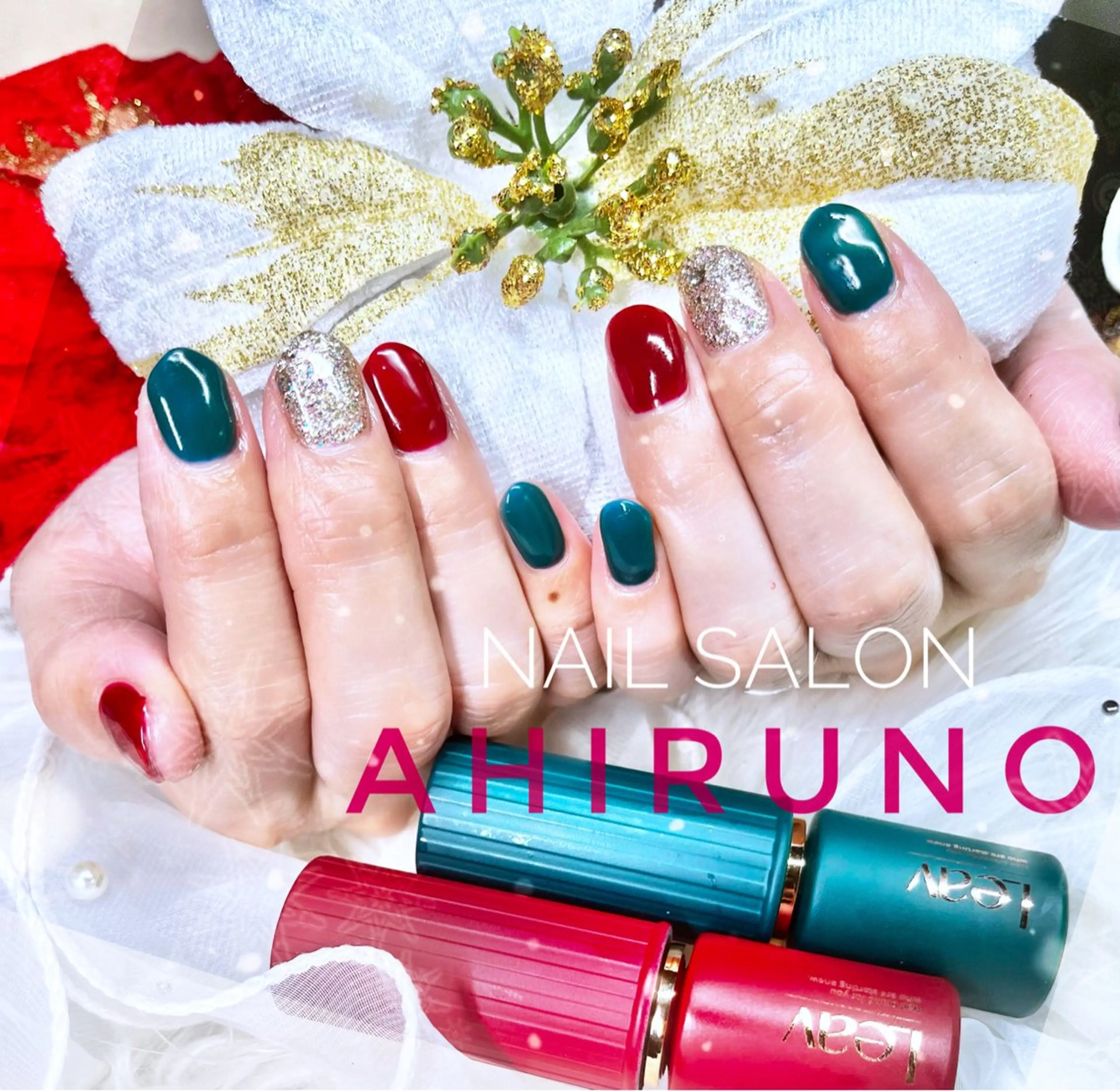 ネイル グリーン マットネイル ワンカラーネイル 赤色 冬ネイル ハンドネイル ａｈｉｒｕｎｏ ✿ ｙｕiのネイルデザイン
