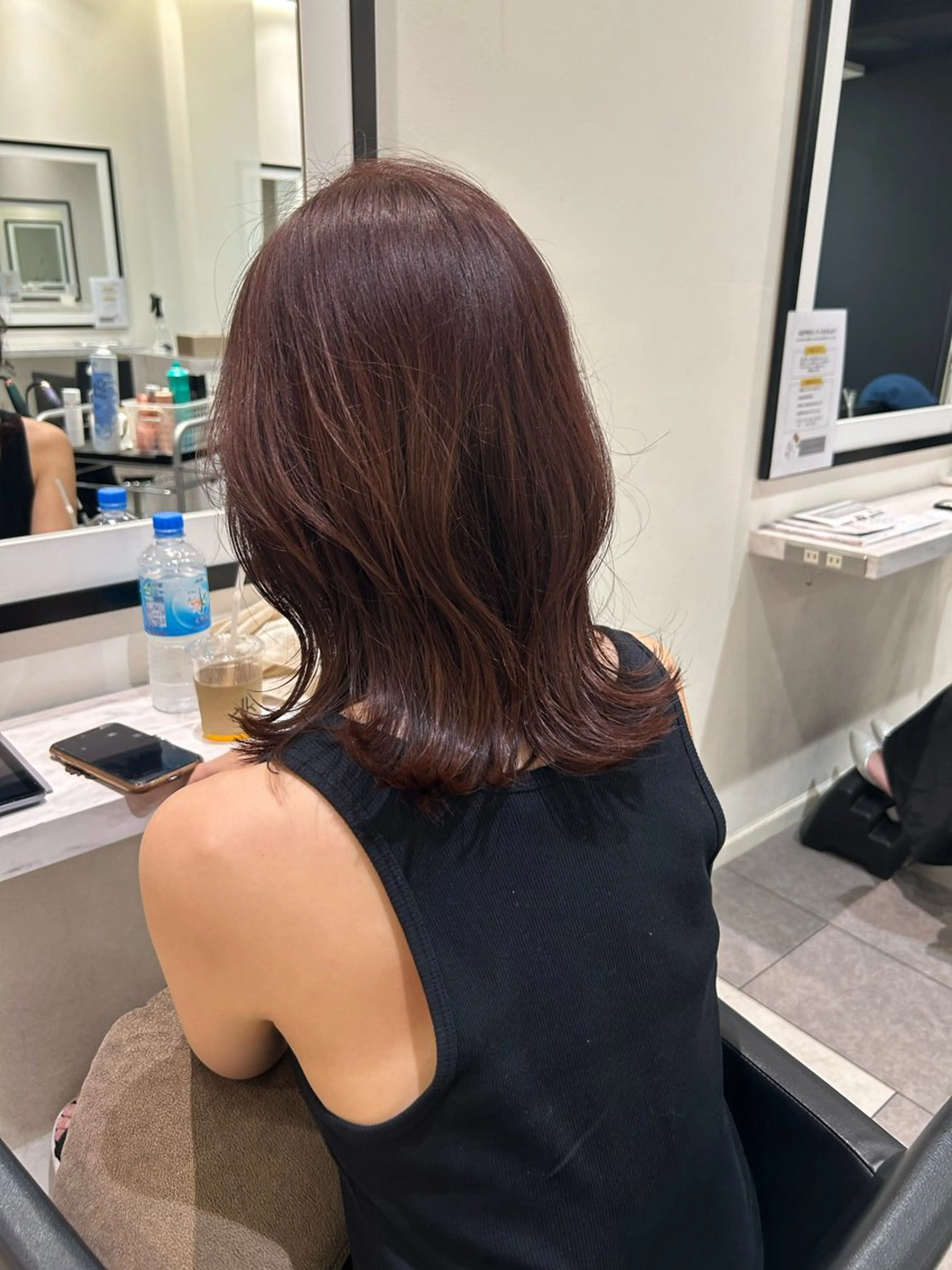 ミディアム カラー ベージュカラー ブリーチ ブリーチなしカラー ピンクカラー ボブ 美髪矯正/ 伊藤 更のヘアスタイル