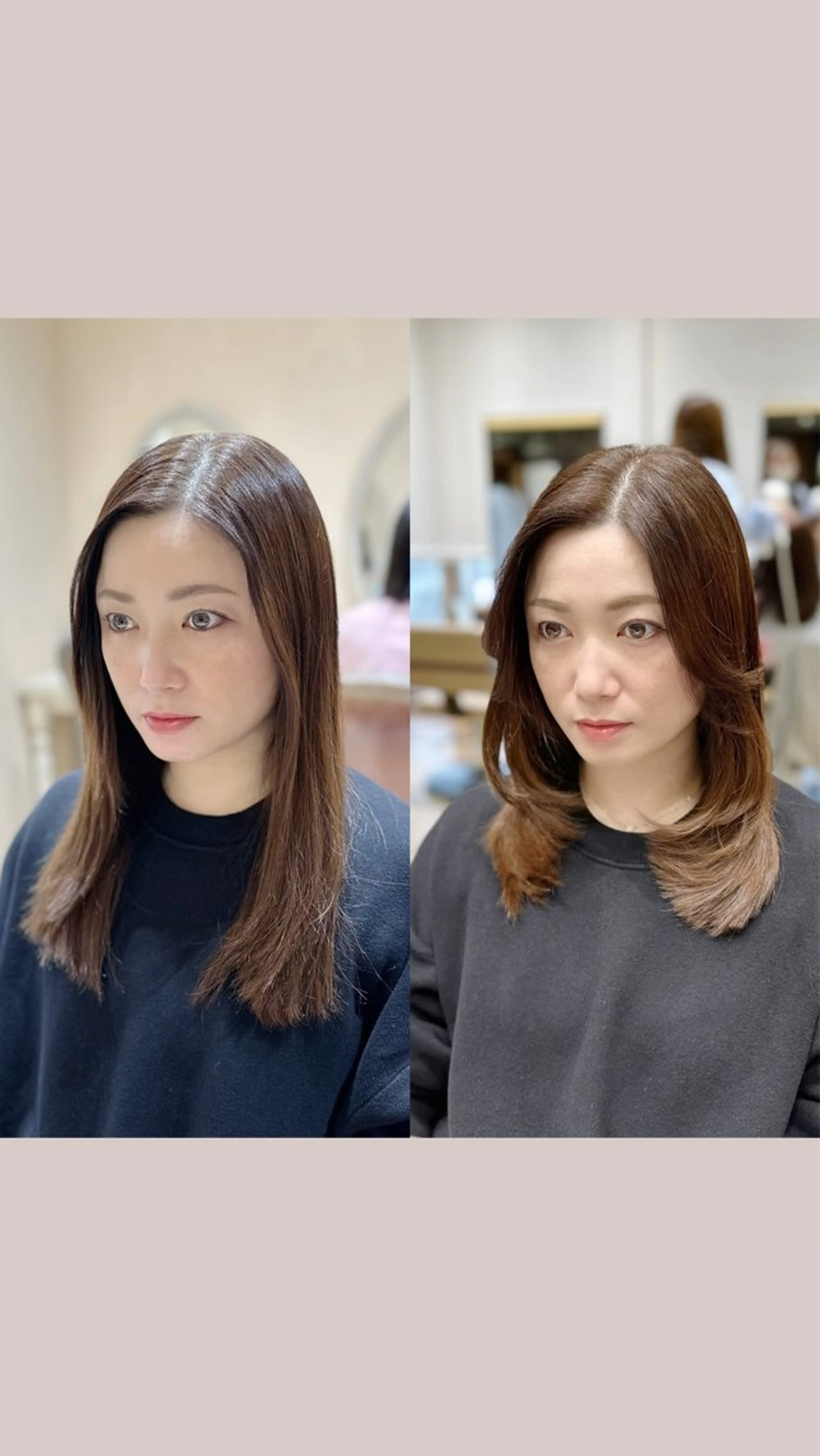 セミロング カラー ベージュカラー 透明感カラー くびれヘア 顔周りカット ハイレイヤー カット ヘアカラー トリートメント 💫レイヤーカット 💫木原佑璃香のヘアスタイル