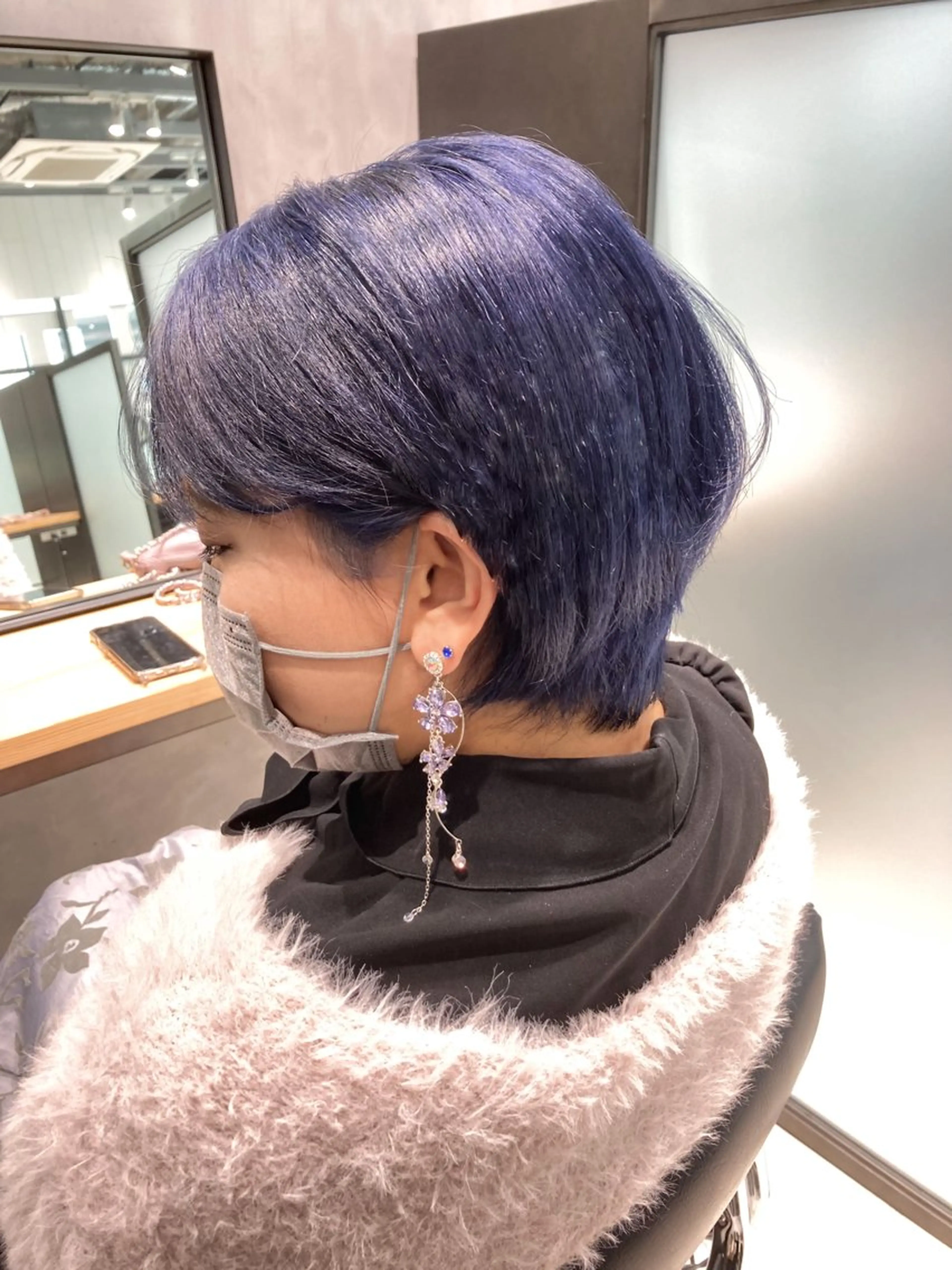 ショート カラー 丸みショート ブルーカラー ブルーラベンダー ラベンダーカラー ショートヘア 似合わせ小顔ショート /akane🐰♥️のヘアスタイル