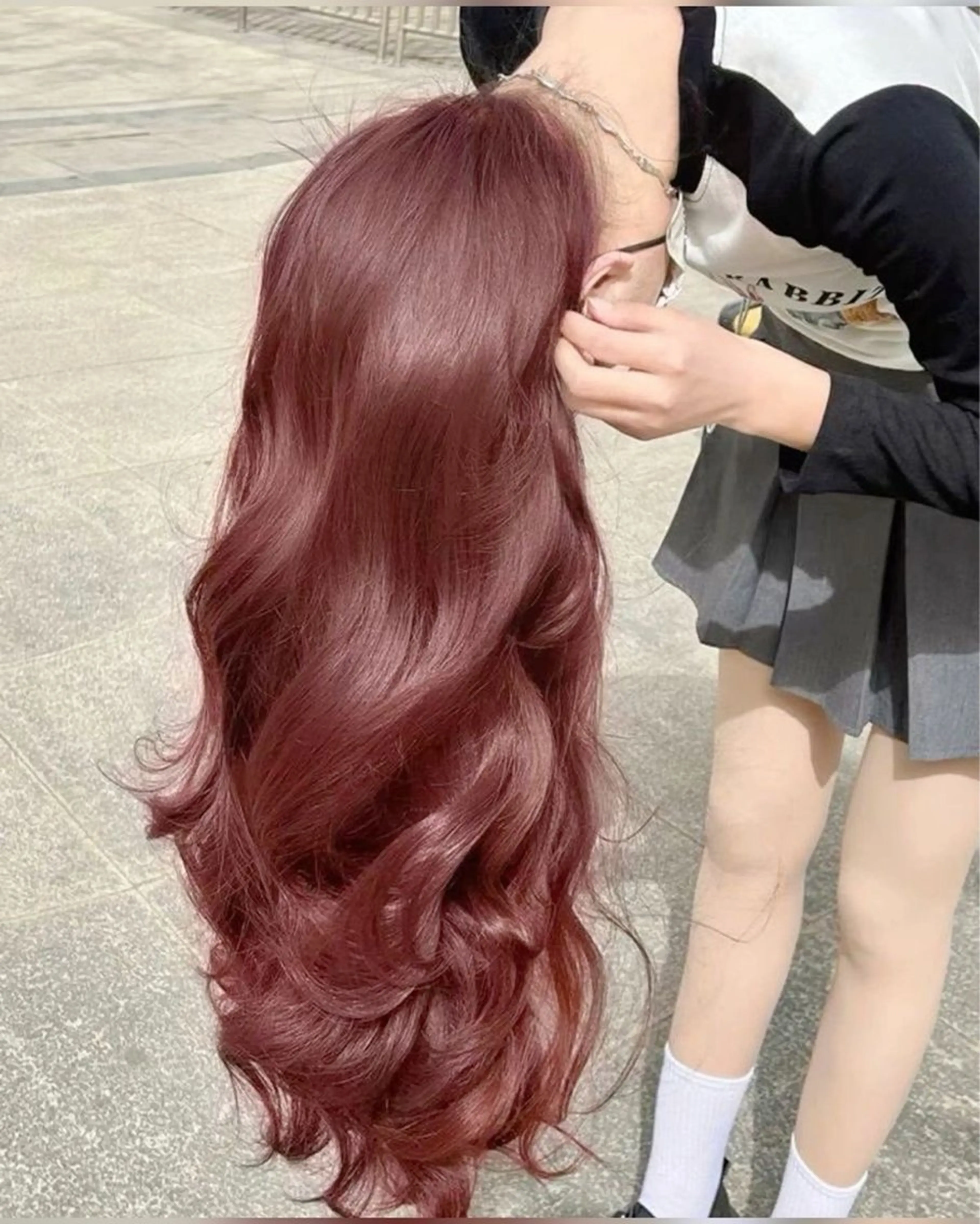 ロング カラー ヘアカラー ブリーチなし🍒中韓 /暖色系🍒のヘアスタイル