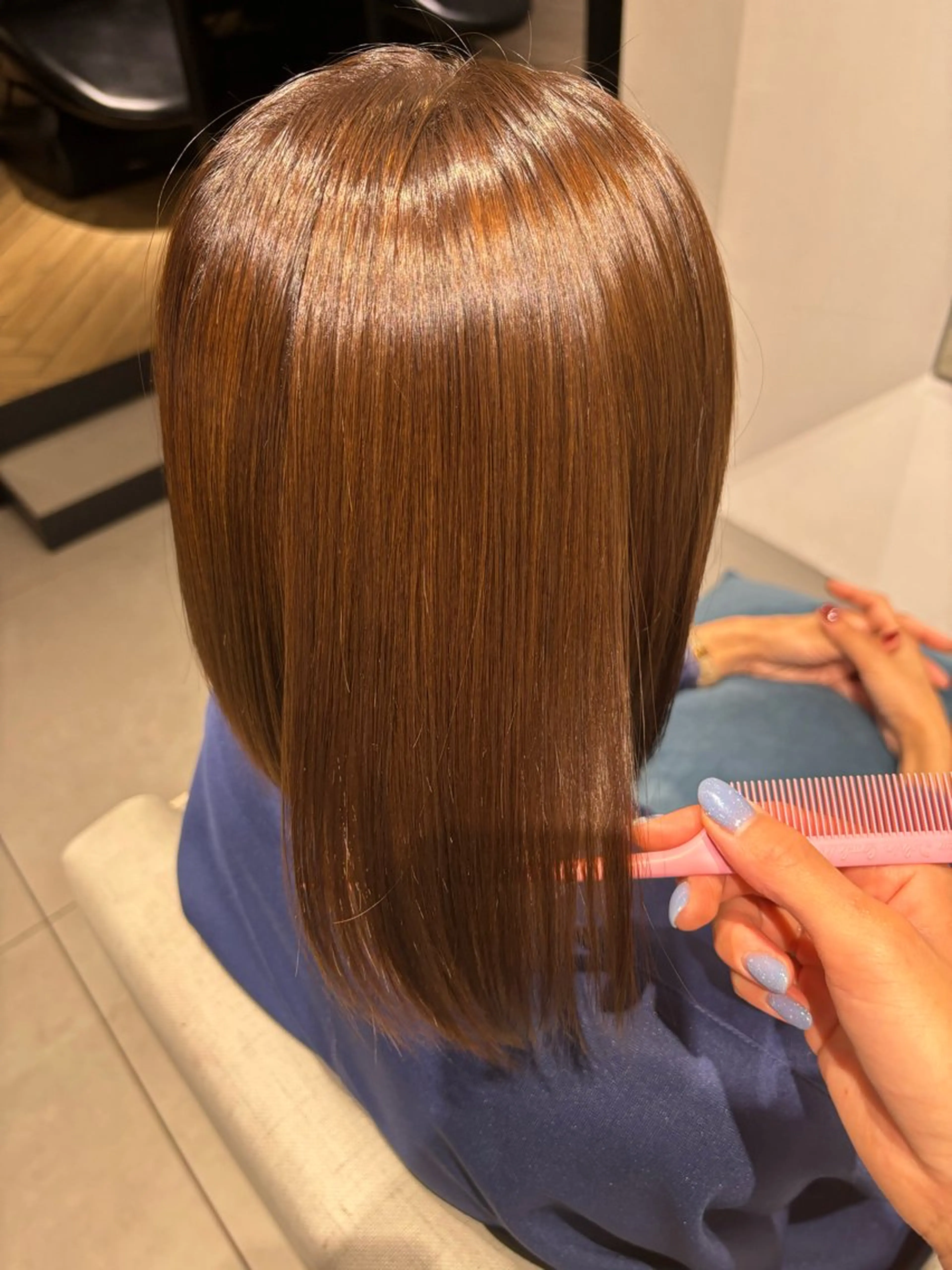 ミディアム カラー ブリーチ ブラウンカラー マロンブラウン ブリーチなしカラー ヘアカラー トリートメント 銀座/髪質改善/韓国 カラー🍓原田侑依のヘアスタイル