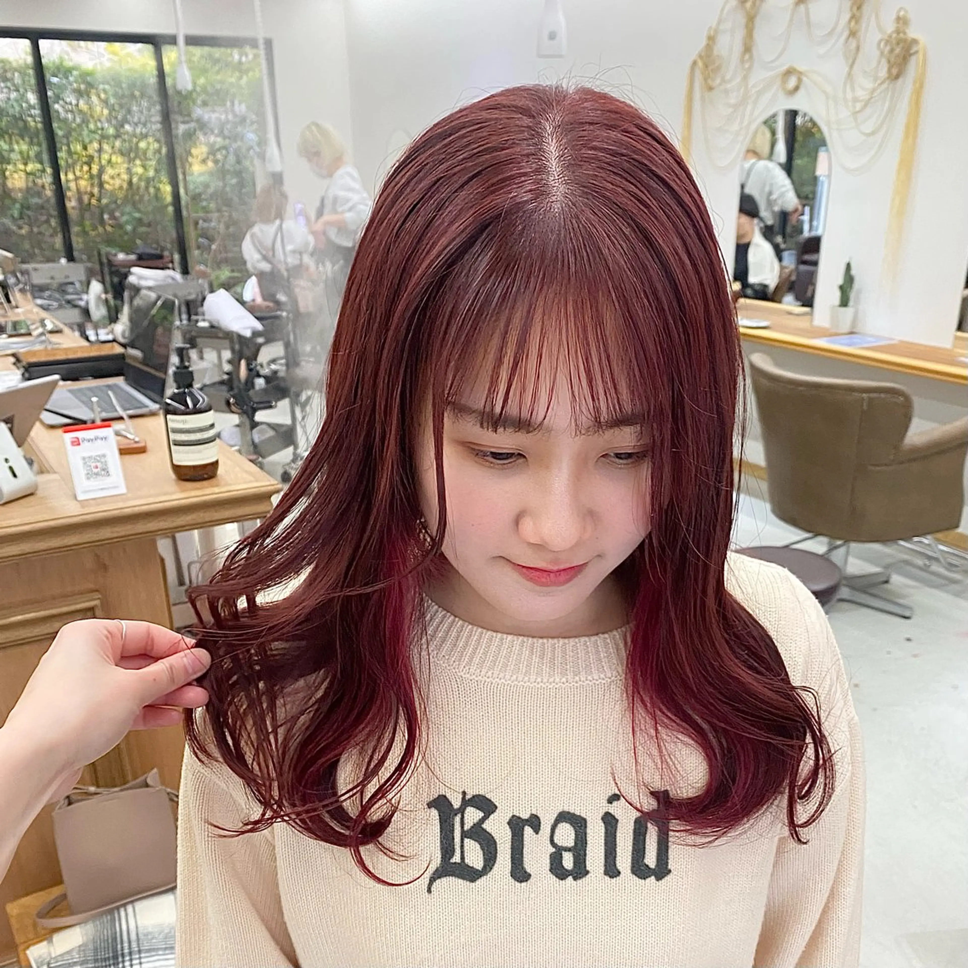 ミディアム カラー ヘアアレンジ ブリーチ カット ヘアカラー トリートメント ハル🌸柔色/ ブリーチなし/艶髪のヘアスタイル