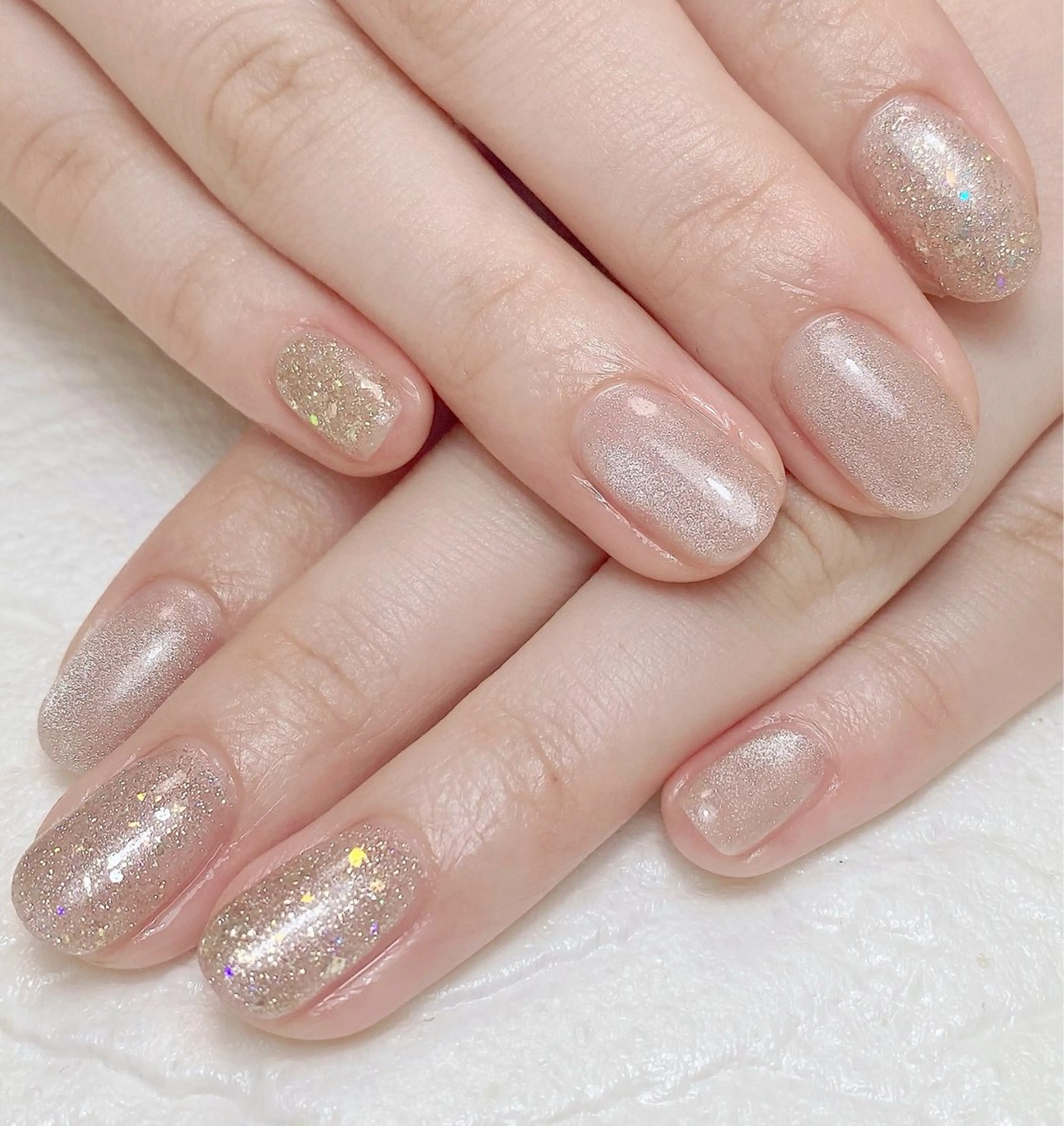 ネイル フラッシュネイル キラキラネイル ラメ(グリッター) ハンドネイル Nail Salon K 🧸美爪育成のネイルデザイン