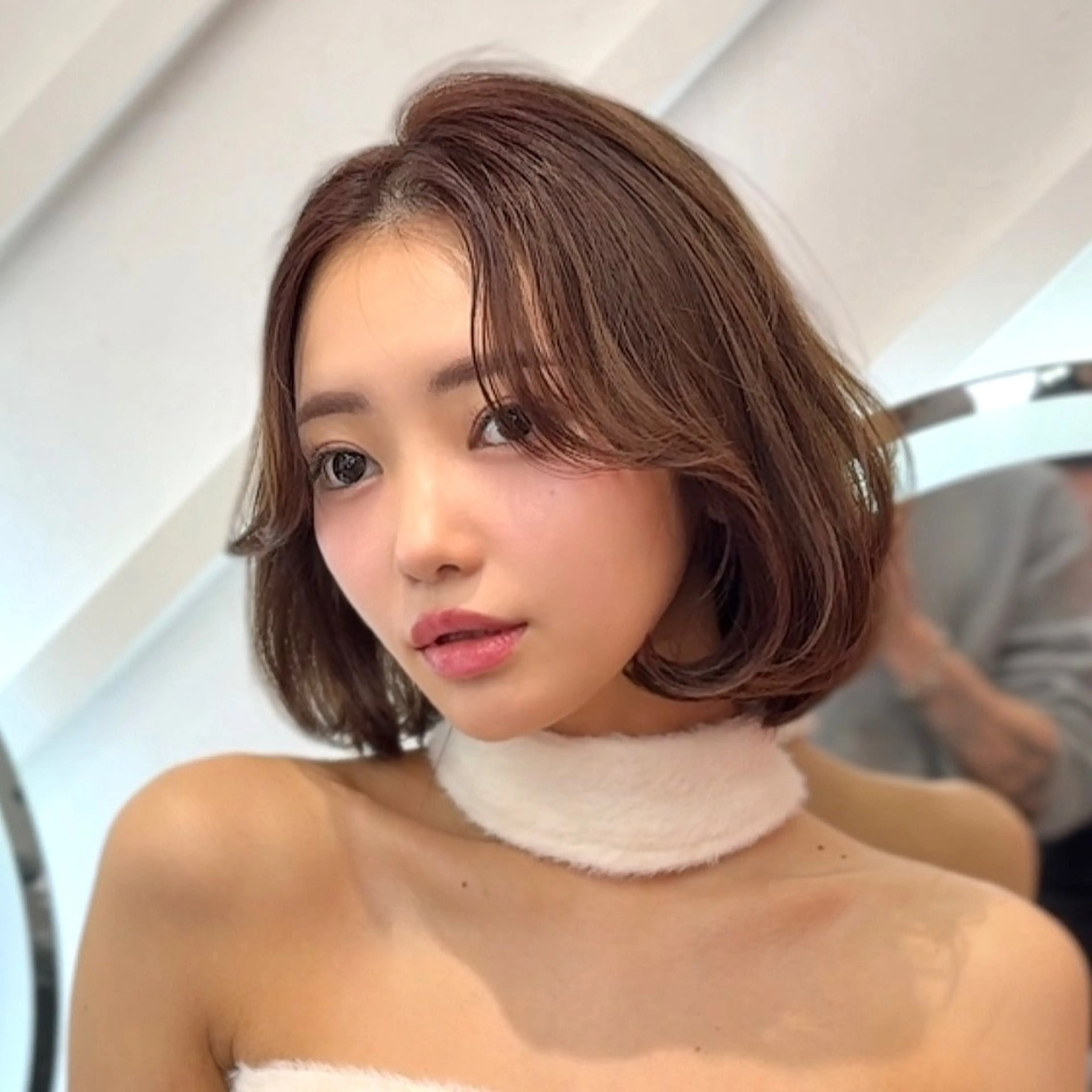 ショート カラー ボブ 髪質改善 山崎/韓国縮毛矯正 レイヤー髪質改善のヘアスタイル