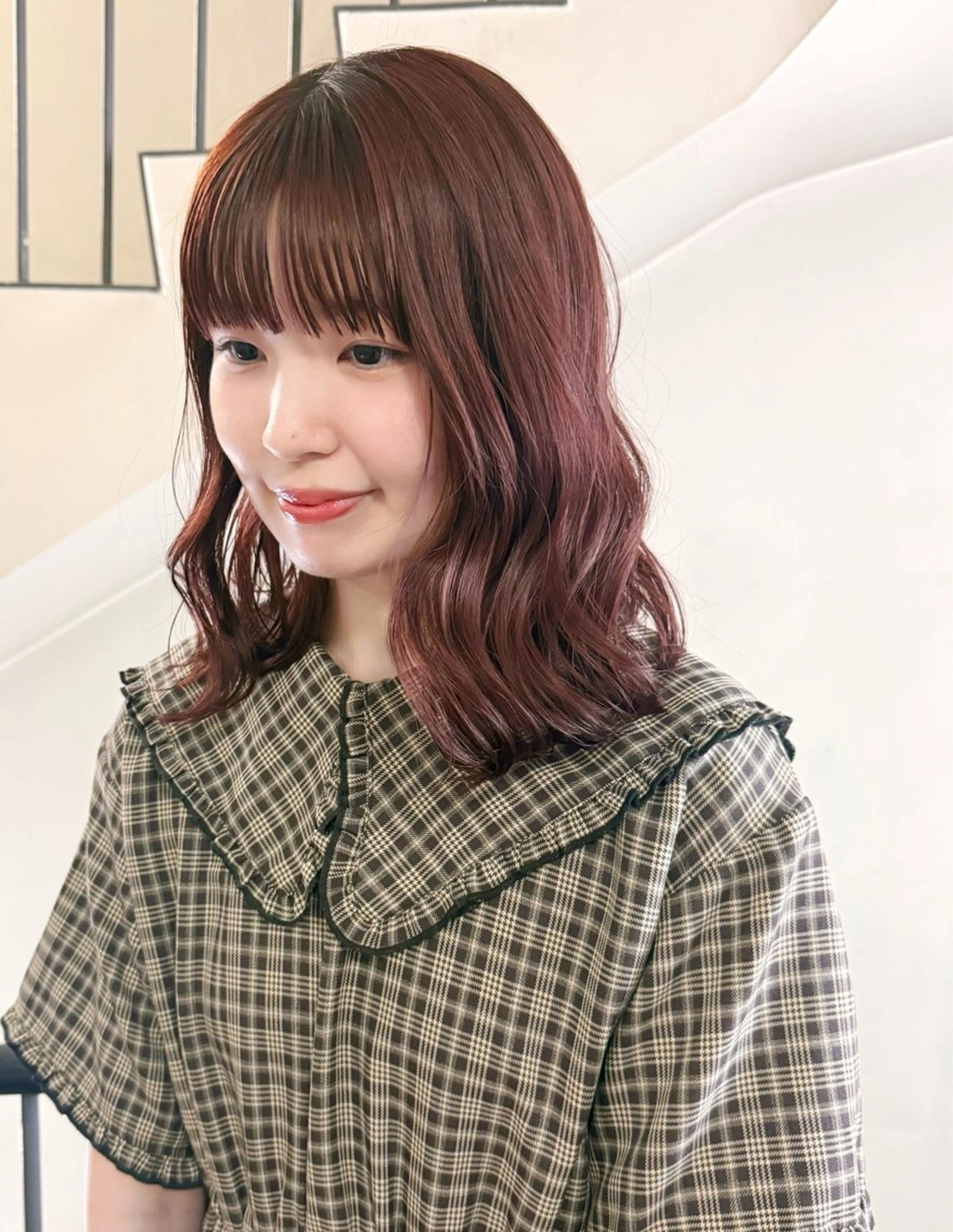 ミディアム カラー ブラウンカラー ピンクカラー ピンクブラウン カット ヘアカラー トリートメント hanami /名駅のヘアスタイル