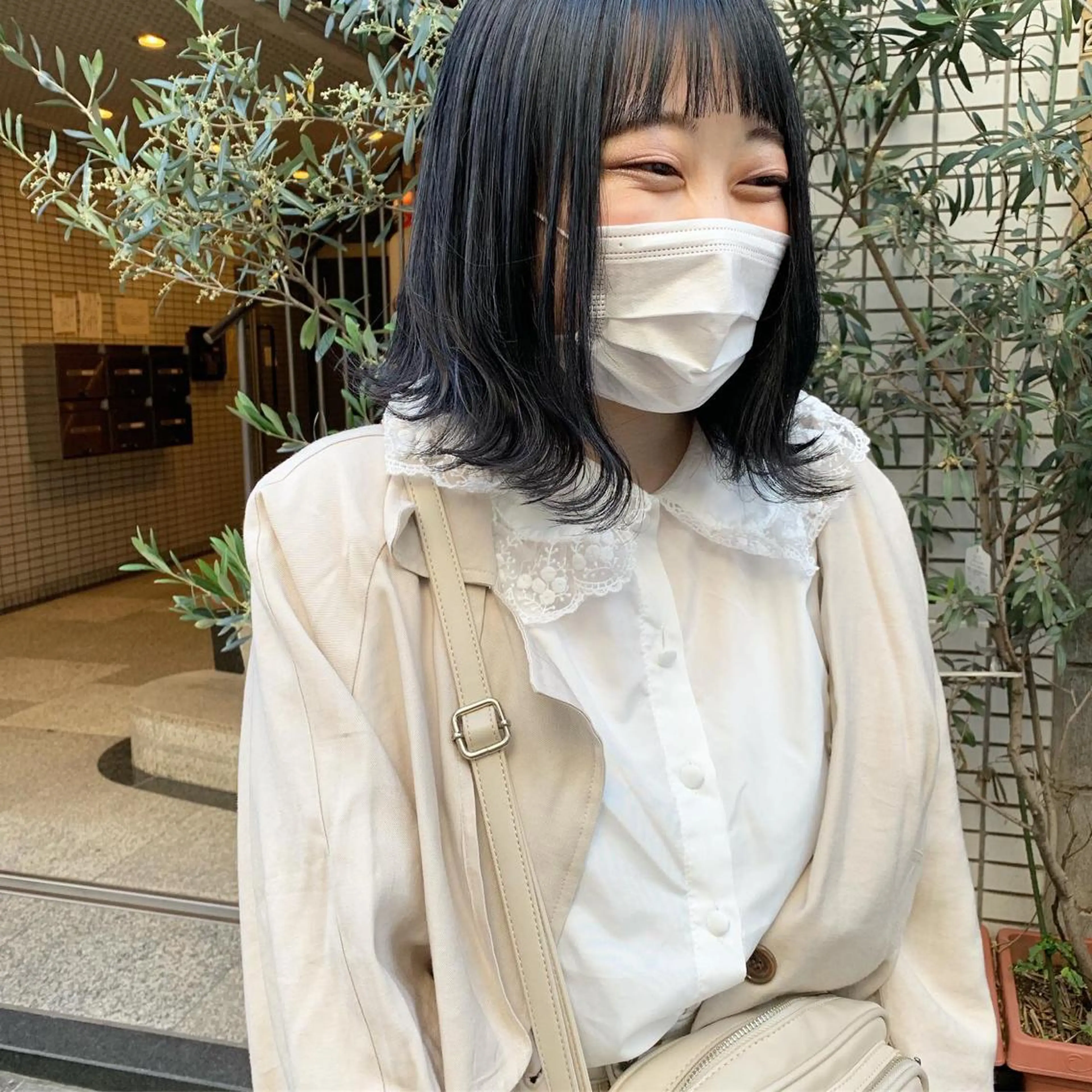 ミディアム カラー ヘアアレンジ ネイビーカラー 🫧透明感カラー/ ボブ/小笠原🪽のヘアスタイル