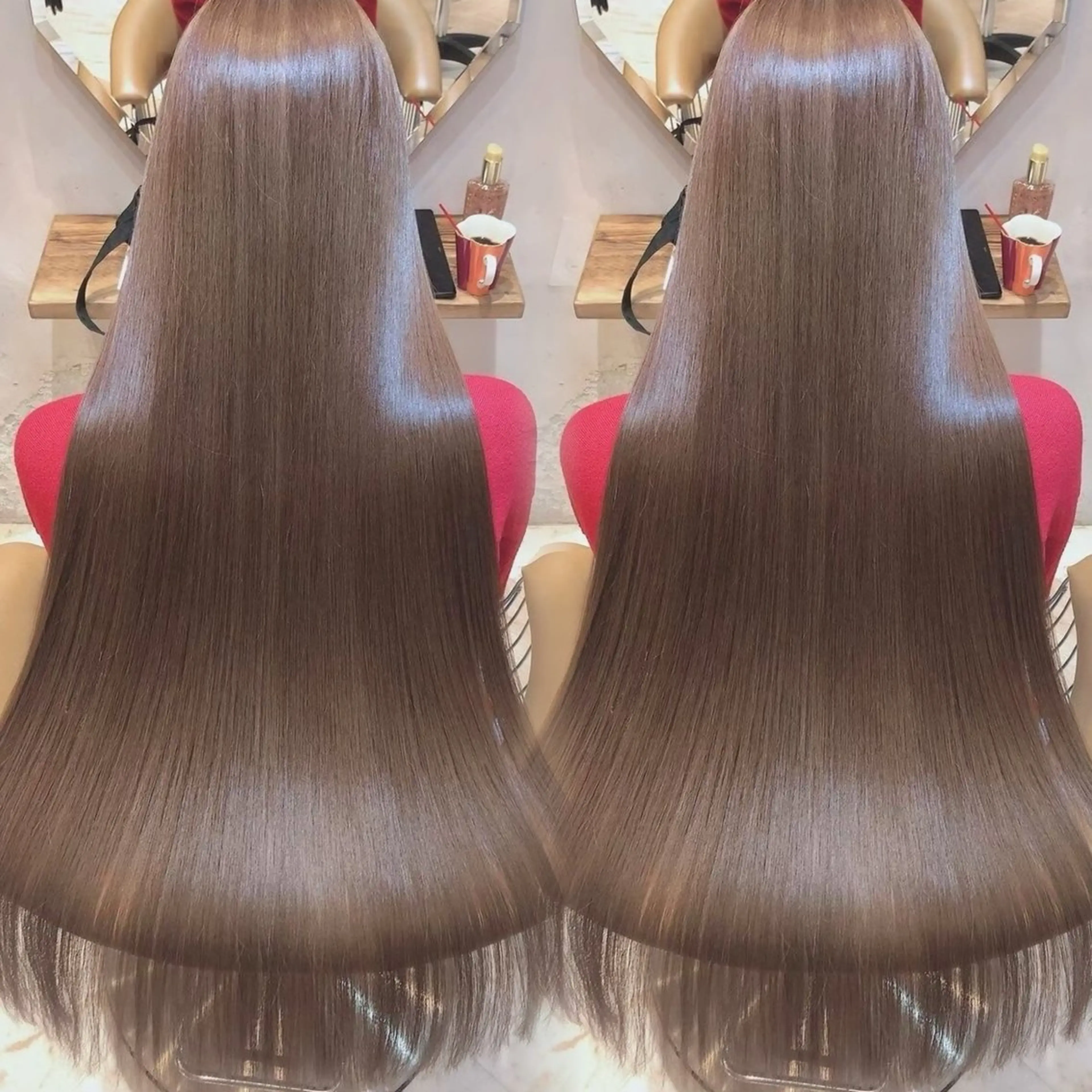 ロング ヘアカラー 縮毛矯正 トリートメント Lond Cheri所属・笑　璃 🎀／韓国／ ワンカラー／縮毛矯正のヘアスタイル