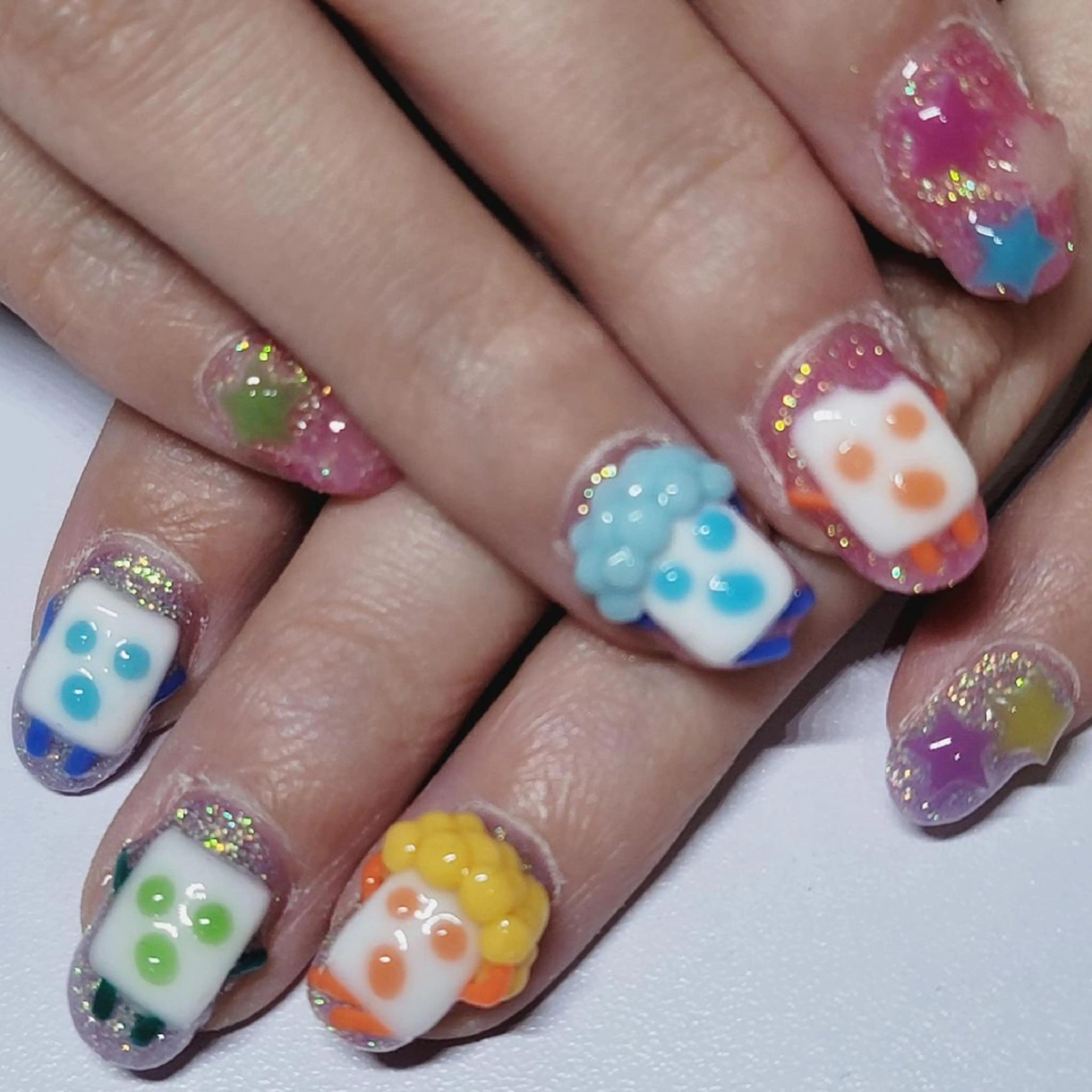 ネイル アートネイル クリアネイル ラメ(グリッター) ピンク パープル ハンドネイル よしだ ひろきのネイルデザイン