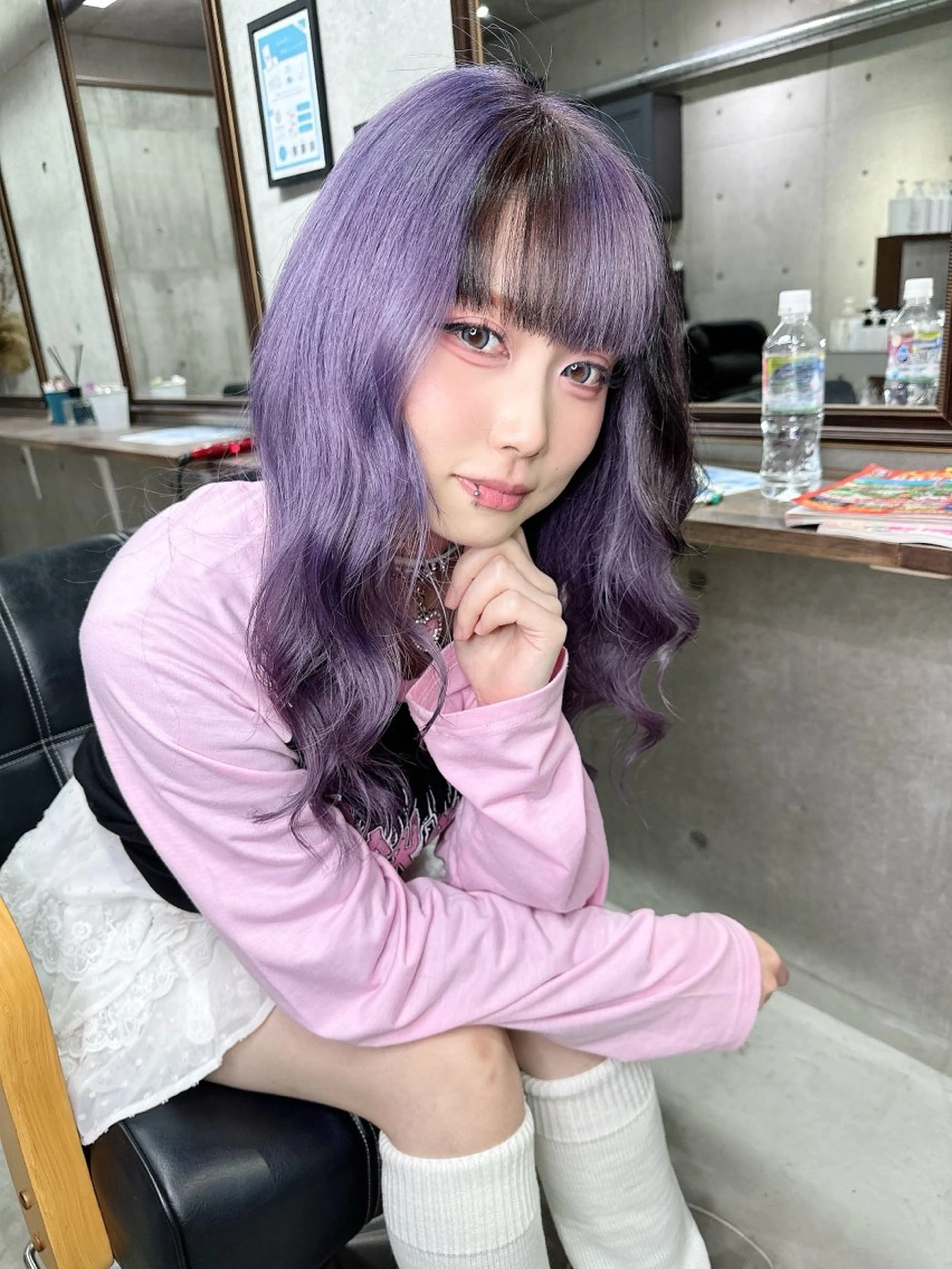 ロング カラー ハイトーンカラー ラベンダーカラー ヘアカラー 名古屋のピンク好き かずくん🦩のヘアスタイル