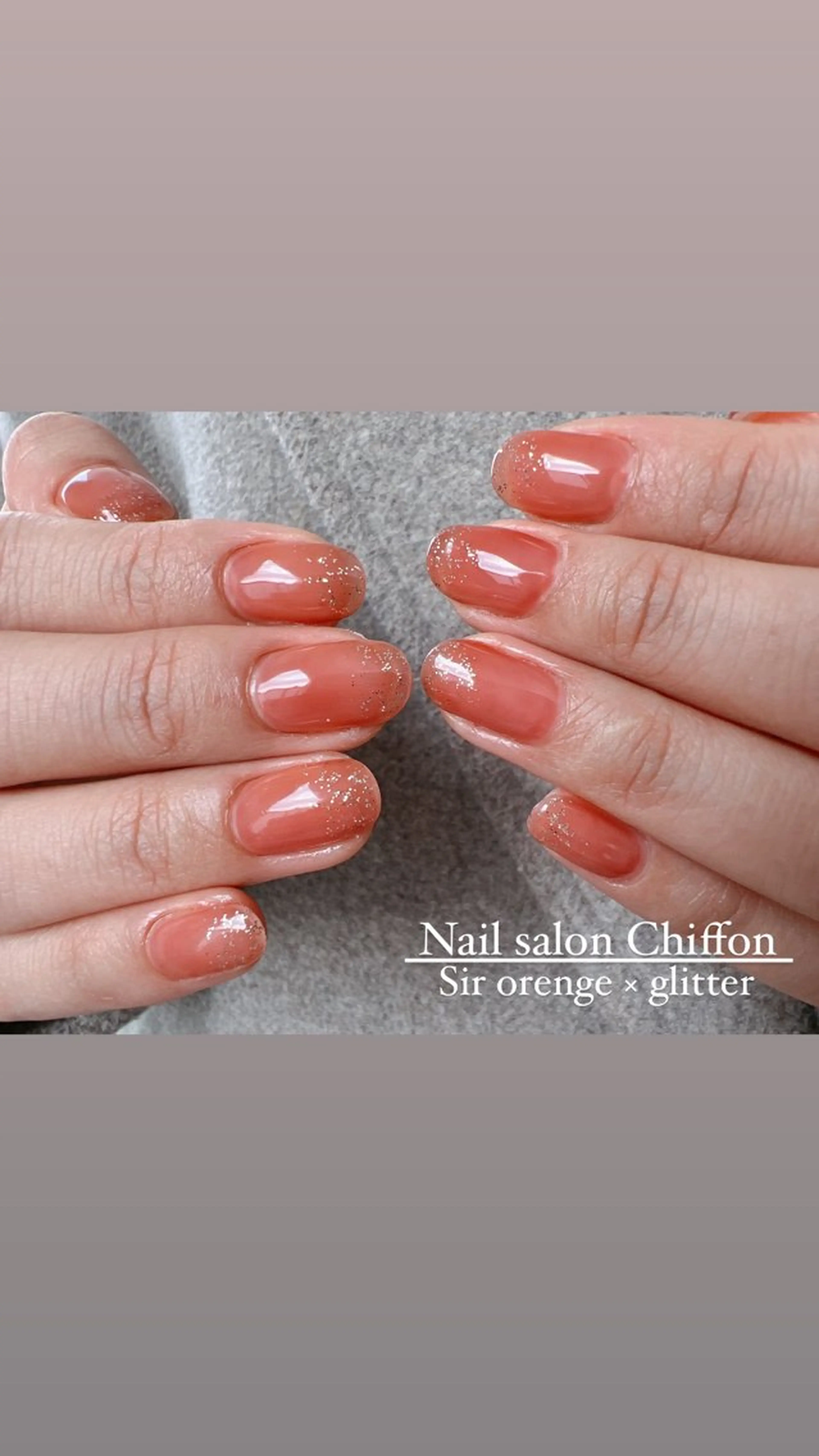 ネイル オレンジ ハンドネイル Nail salon Chiffonのネイルデザイン