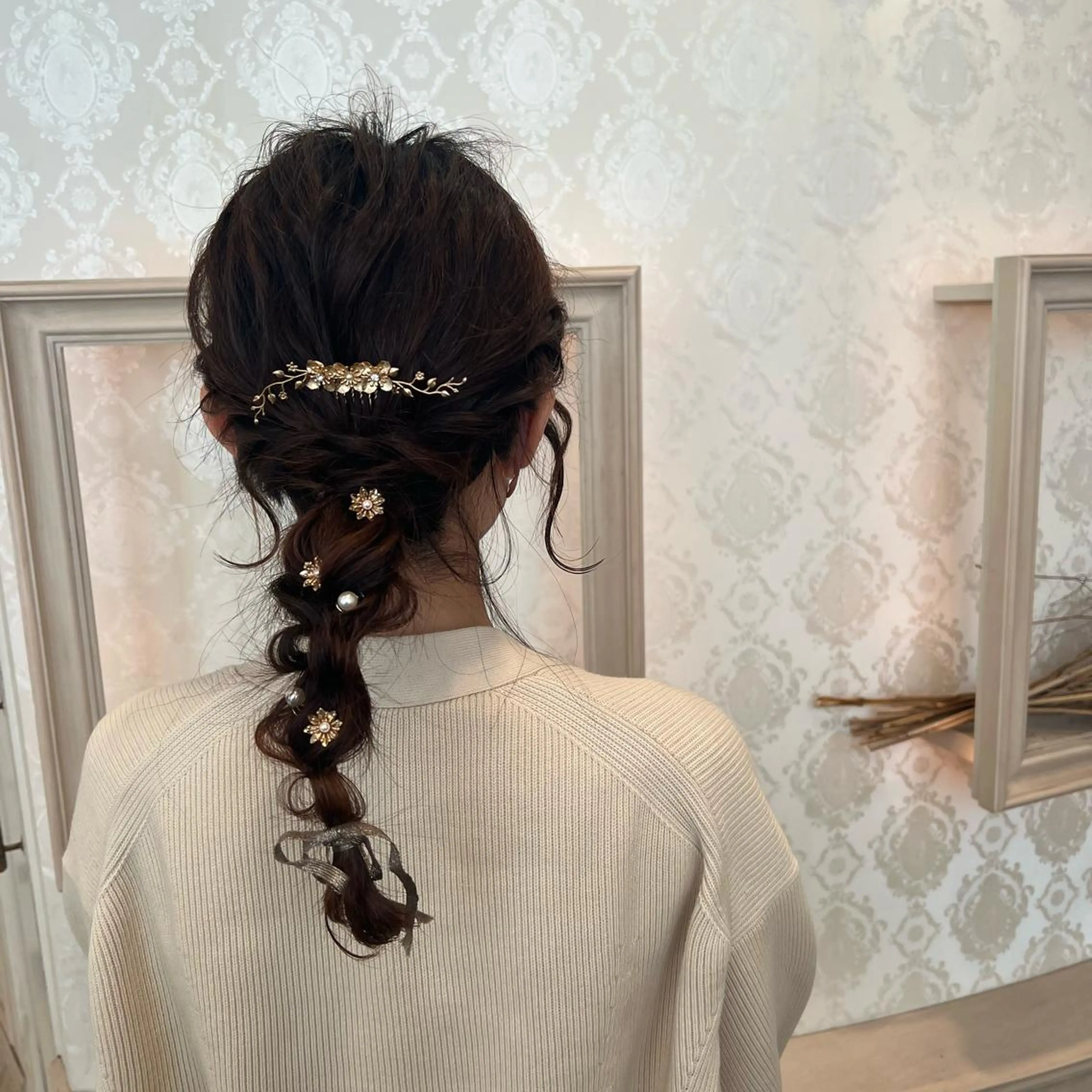 セミロング ヘアアレンジ 玉ねぎヘアー ヘアセット SALOWIN川崎WEST店所属・🌷川崎/アレンジ/ 暖色ボブ/コトネ🌷のヘアスタイル