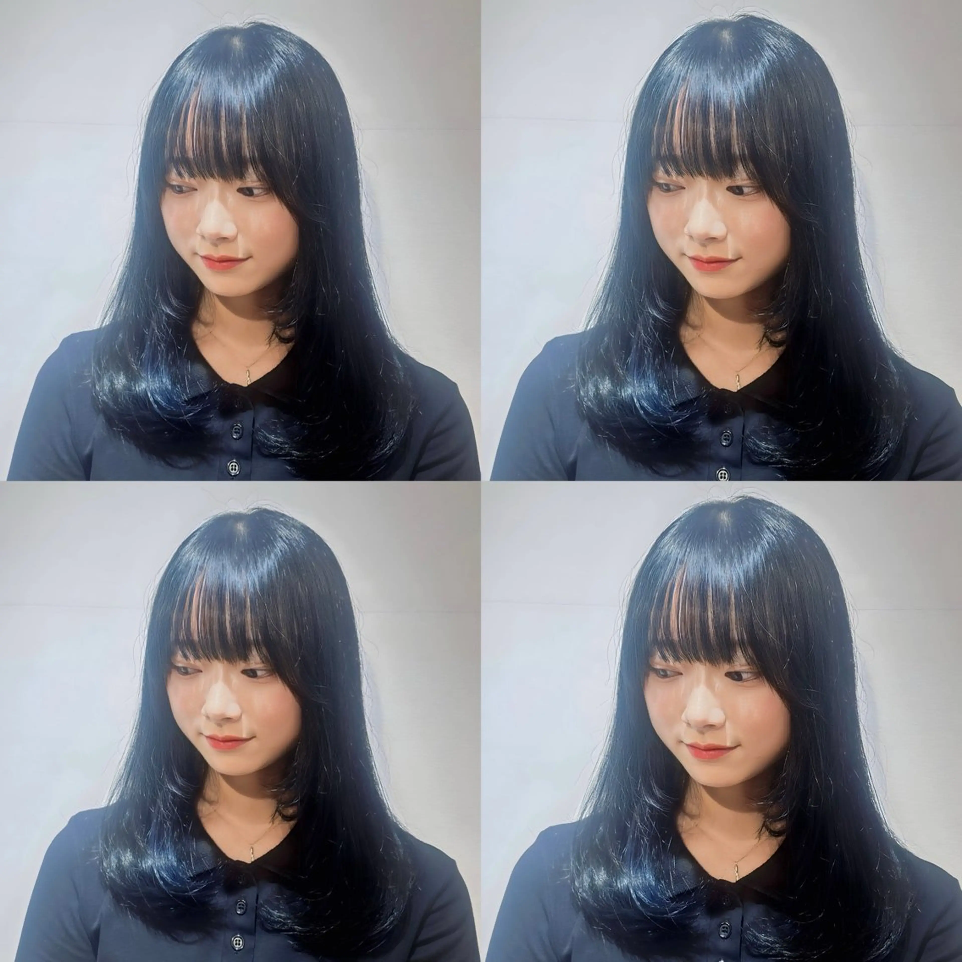 ロング カラー 黒髪 ブルーカラー ブルーブラック 髪質改善 韓国風ヘア カット ヘアカラー トリートメント 髪質改善カラー✖️ 韓国ヘア✨️店長純大のヘアスタイル