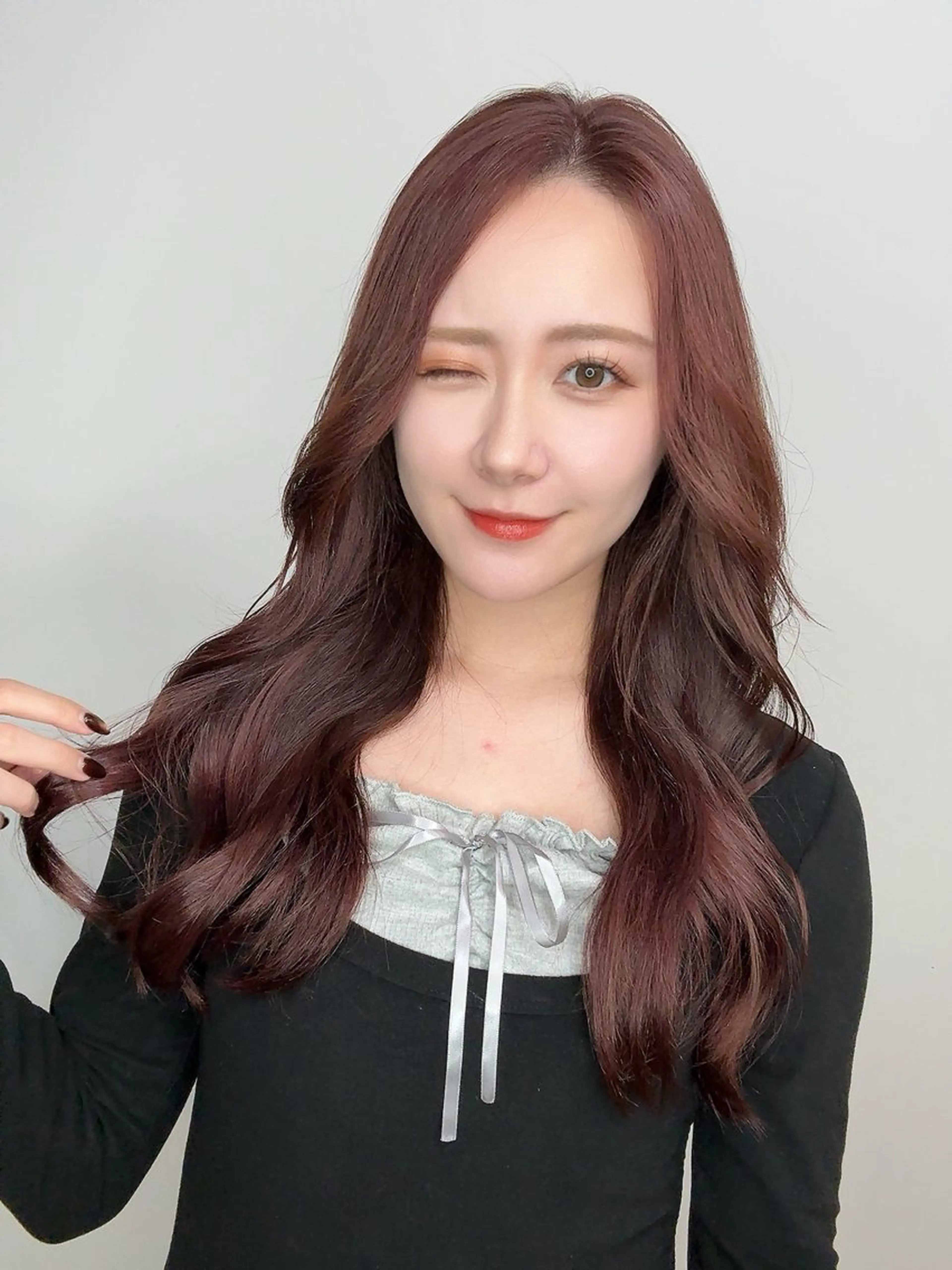 ロング カラー ピンクカラー カット ヘアカラー トリートメント 韓国レイヤー×透明感 髪質改善/武田涼のヘアスタイル