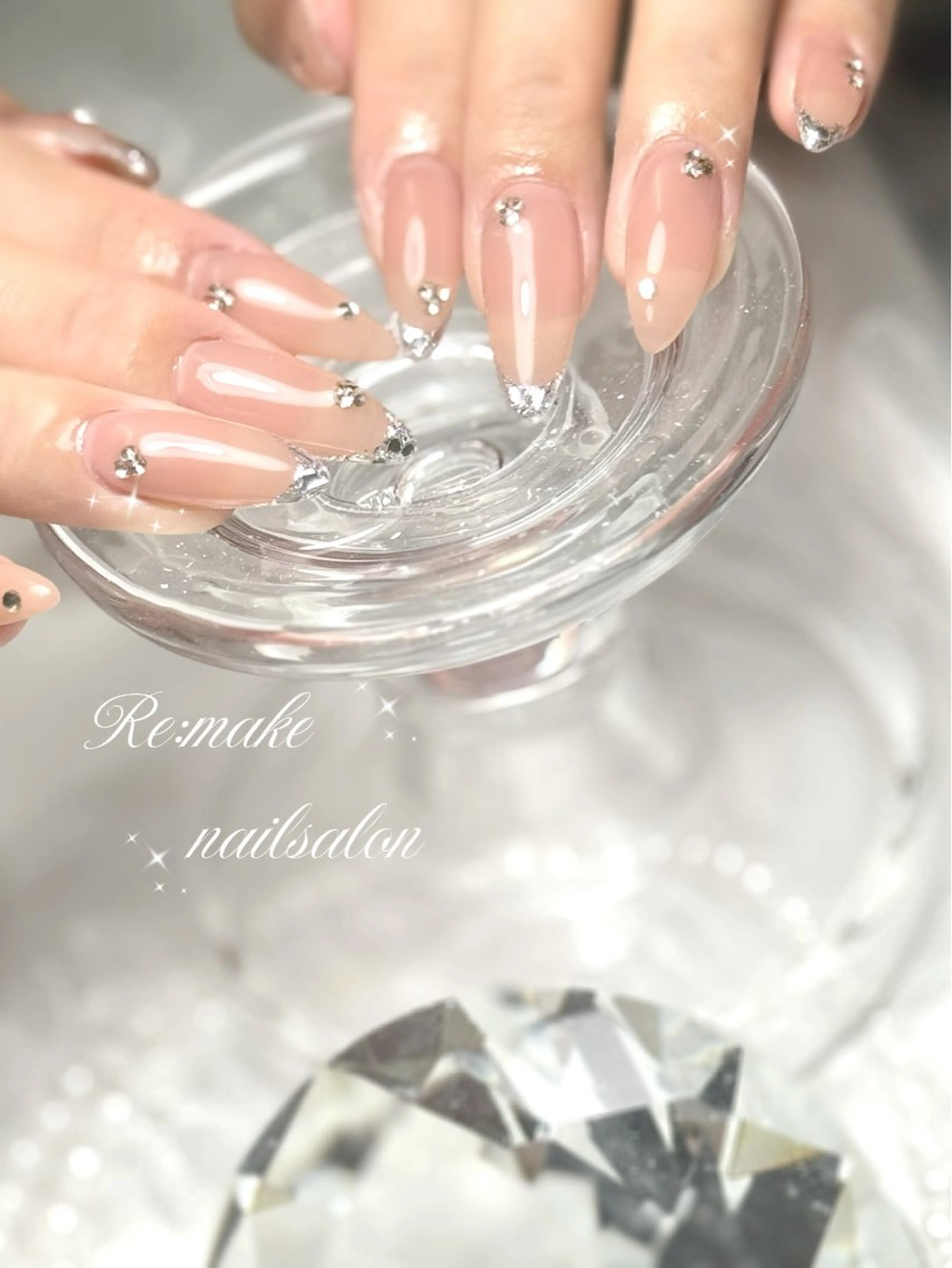 ネイル フレンチネイル ガラスフレンチ ハンドネイル Suetake Shuriのネイルデザイン