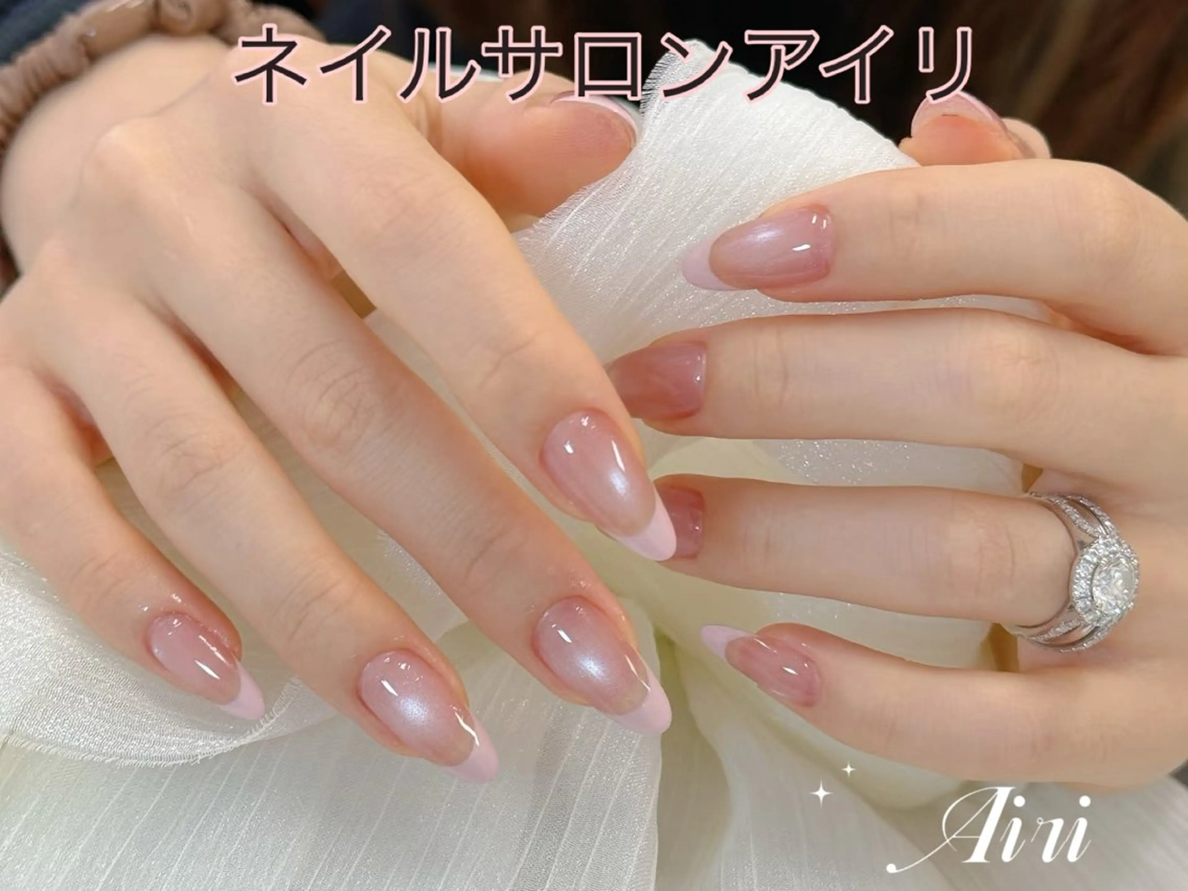 ネイル 桜ネイル フットネイル ジェルネイル グラデーション 韓国ネイル ハンドネイル ネイルサロンAiri 長さ出し·シンプルのネイルデザイン