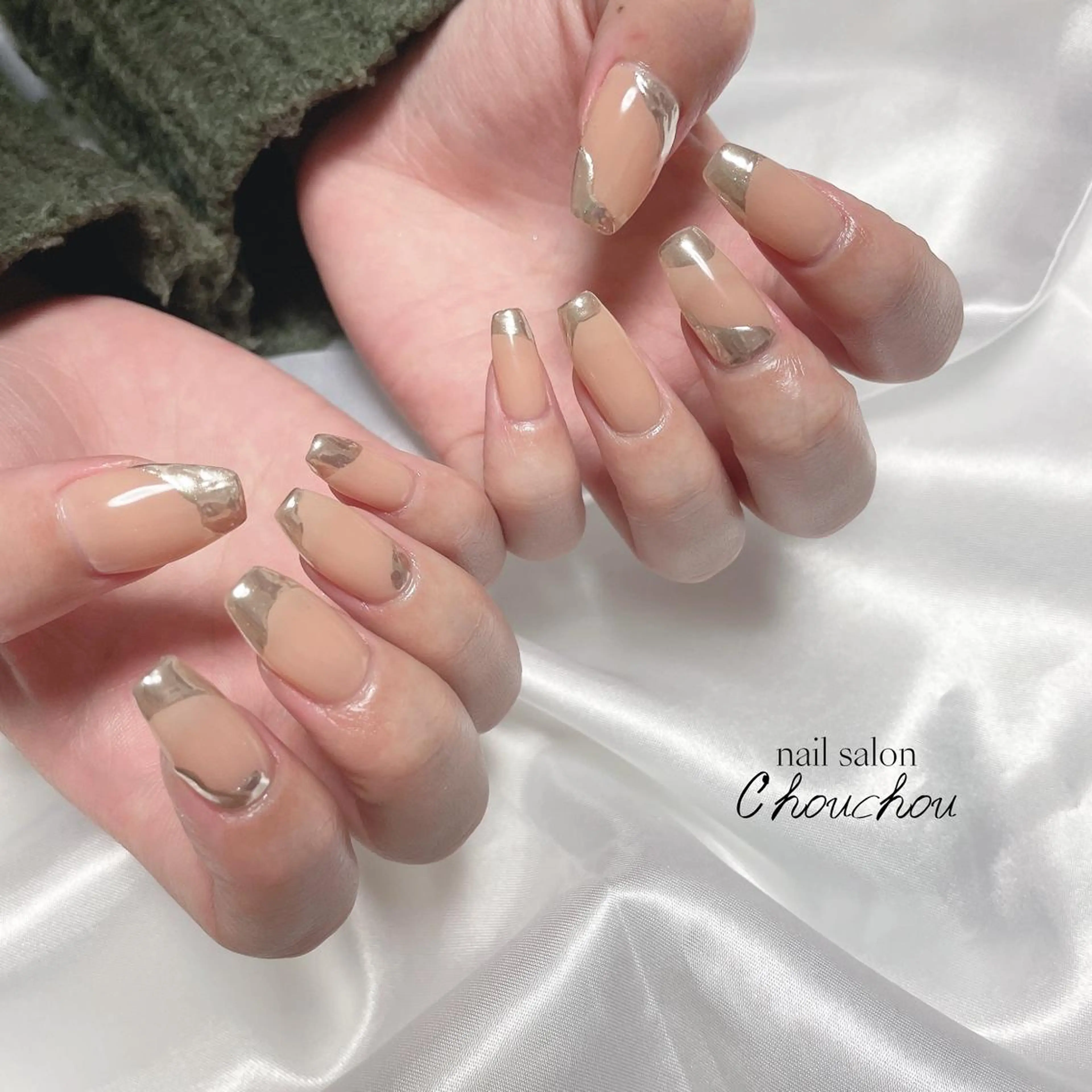 ネイル 長さ出し ミラーネイル C'hou chouのネイルデザイン