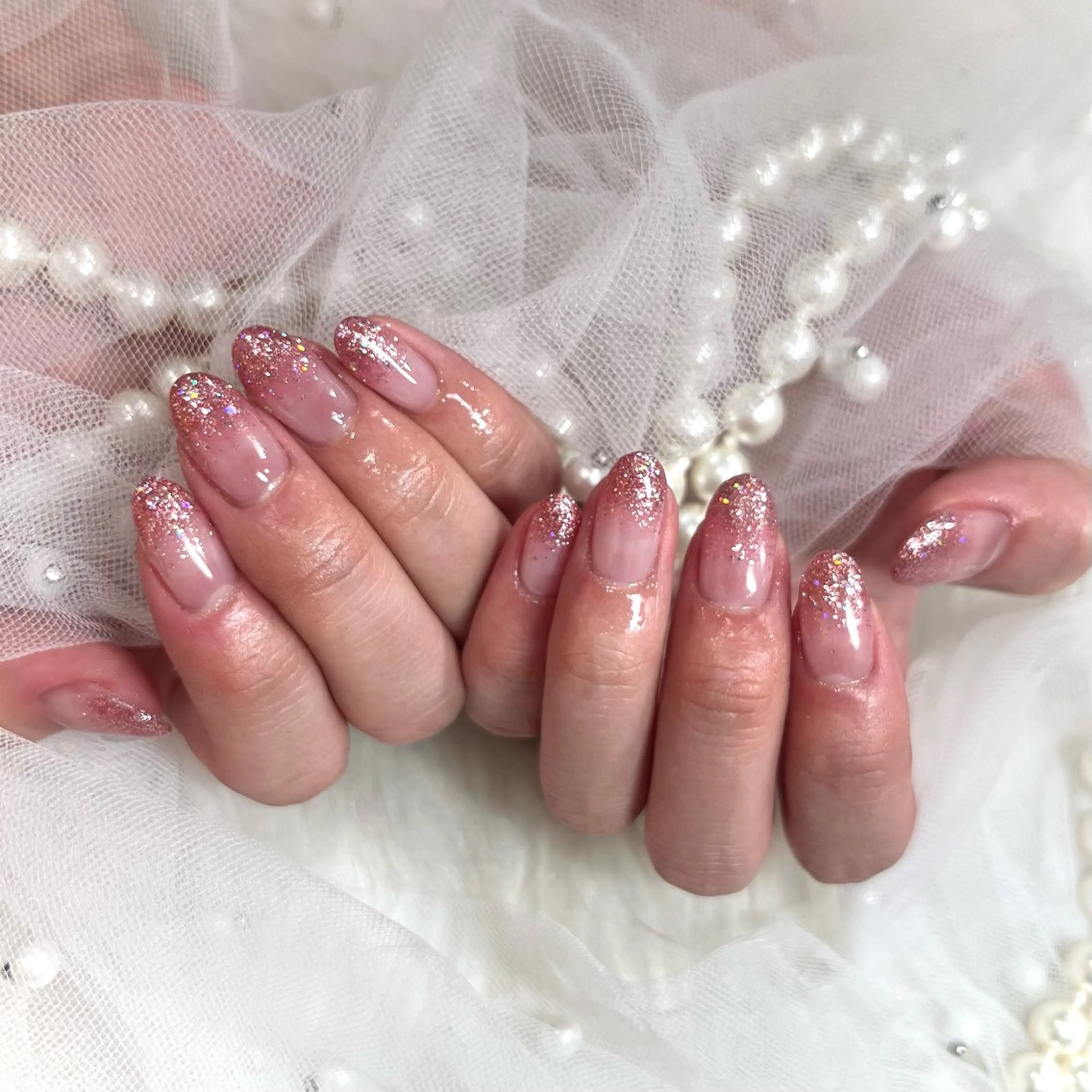 ネイル 桜ネイル グラデーション ラメ(グリッター) ラメグラデーション 春ネイル Zir nail 千葉店所属・Zir nail🪽 Otohaのネイルデザイン