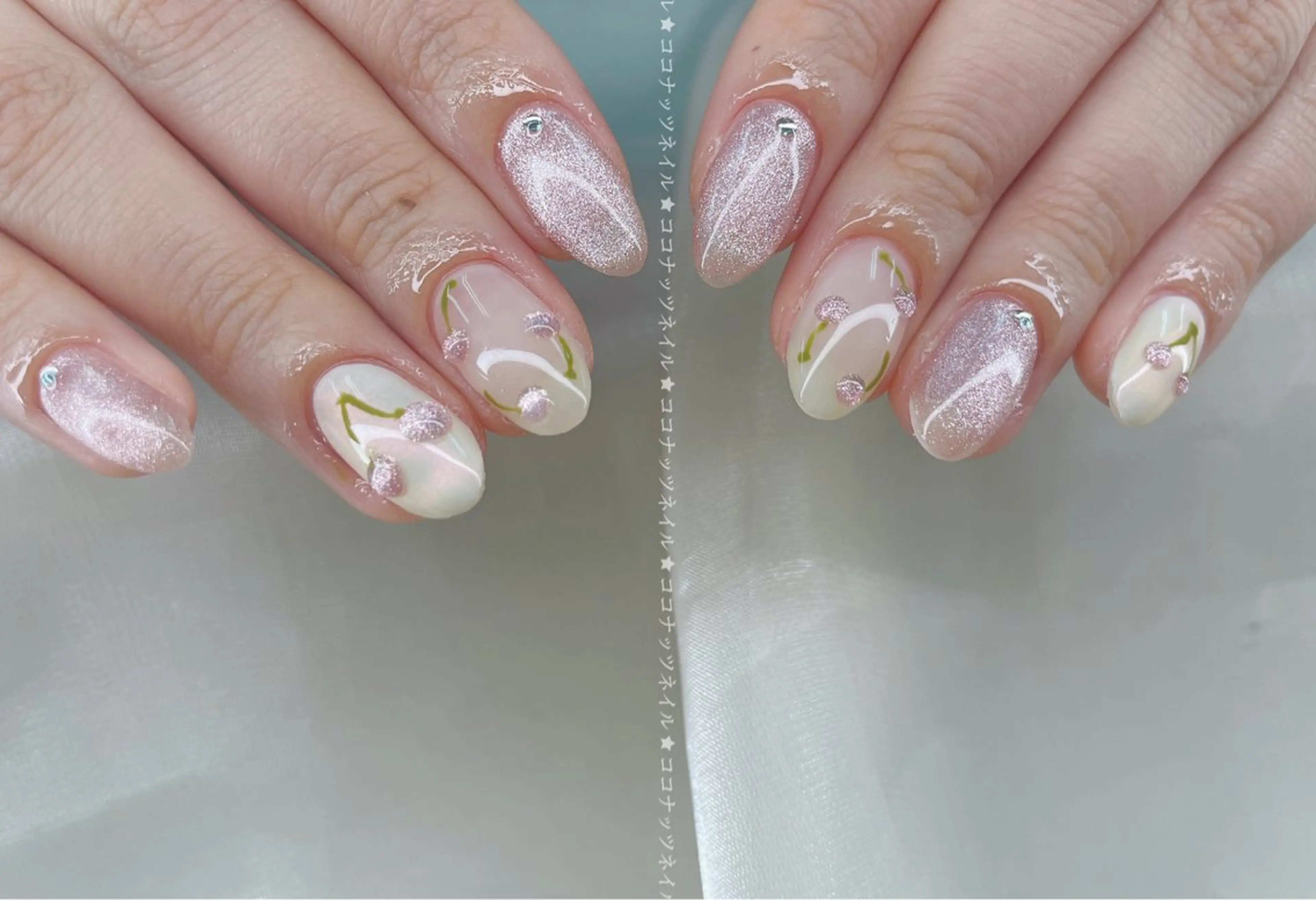 ネイル べっ甲ネイル フレンチネイル キラキラネイル マグネットネイル 大理石ネイル(マーブル) 神田 ココナッツのネイルデザイン