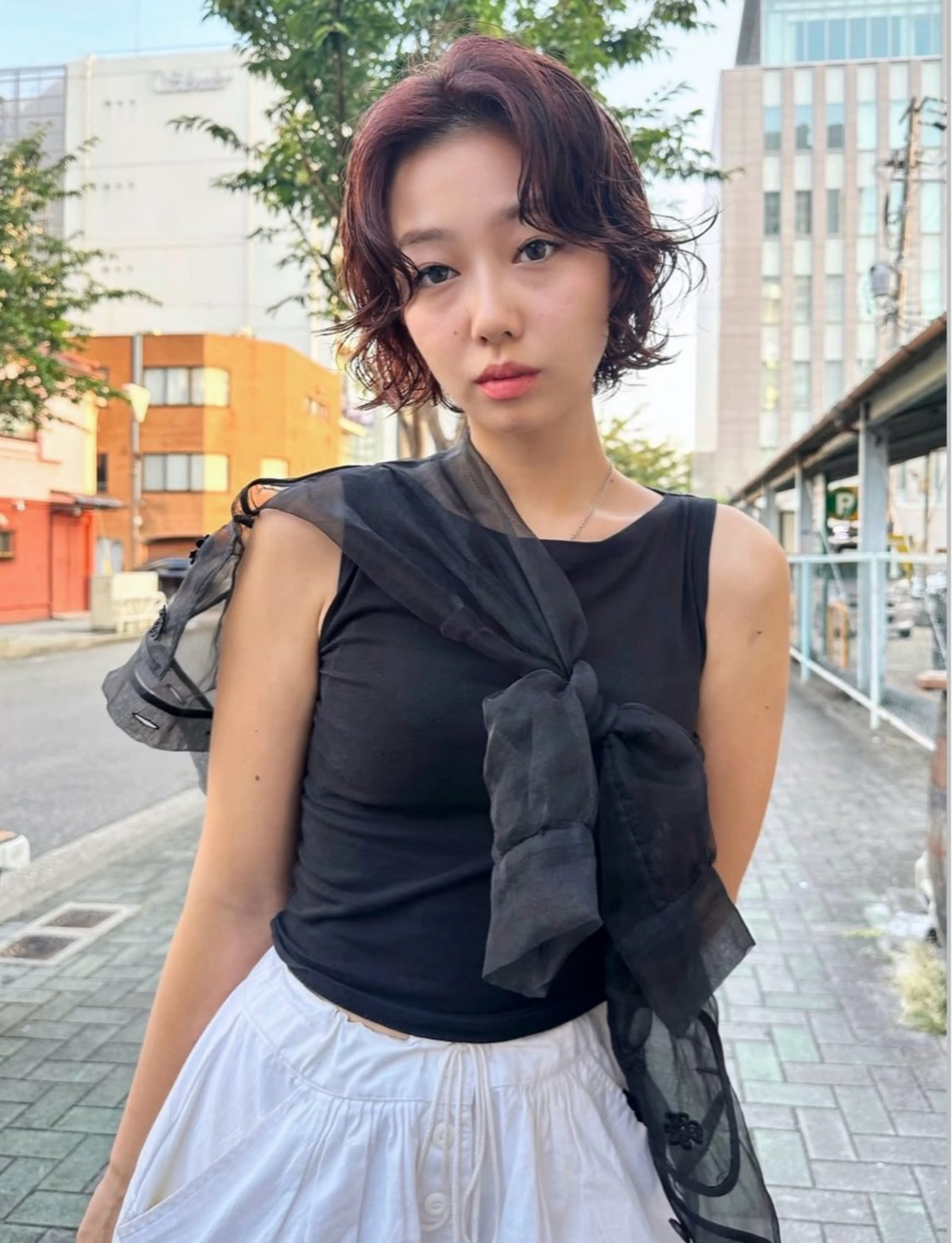 ショート パーマ ボブレイヤー ボブ レイヤーカット ニュアンスパーマ カット パーマ トリートメント 榛地 渉馬のヘアスタイル