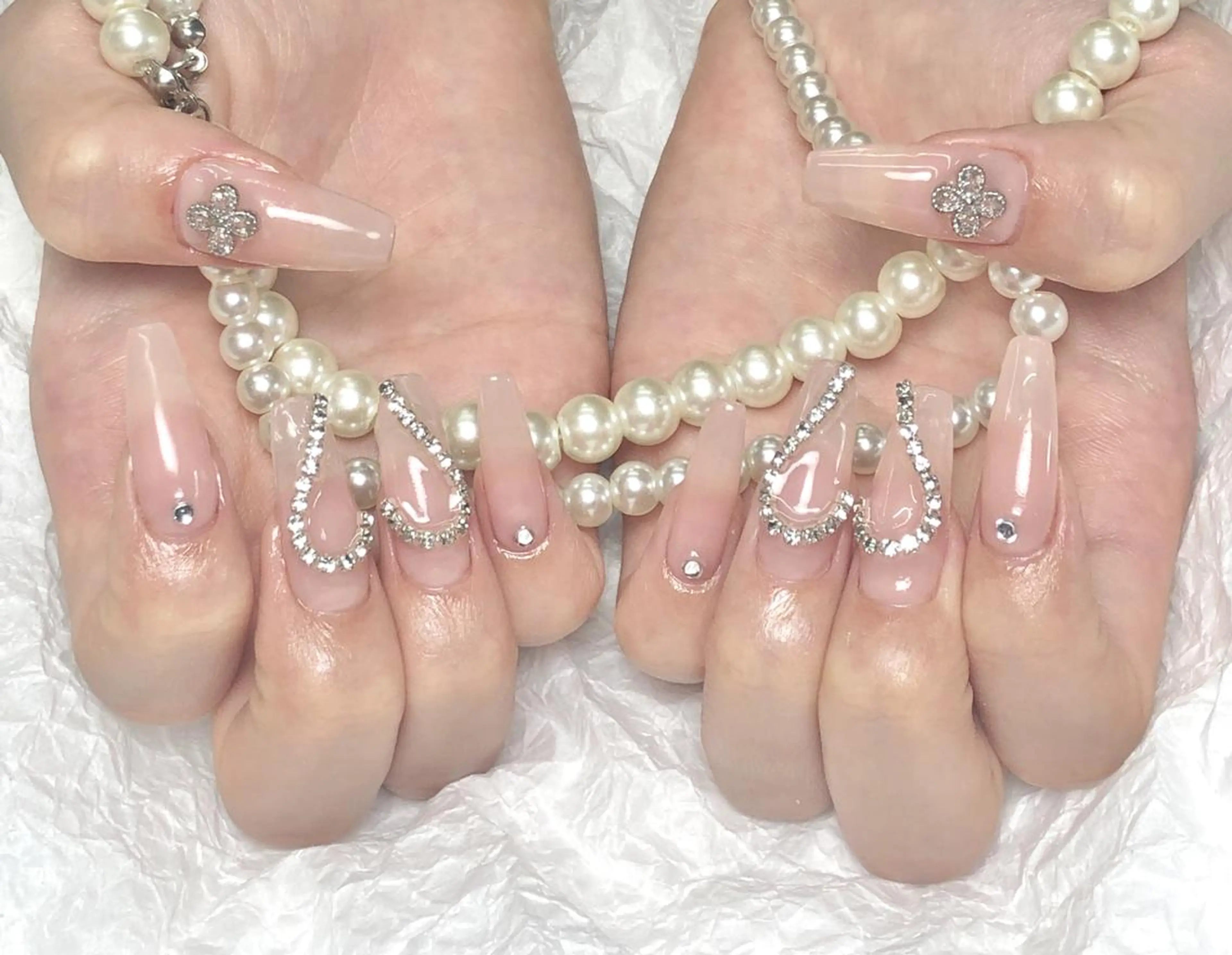 ネイル 長さ出し フレンチネイル ジェルネイル ガラスフレンチ 韓国ネイル ハンドネイル ハンドケア For U nail スカルプ専門店のネイルデザイン