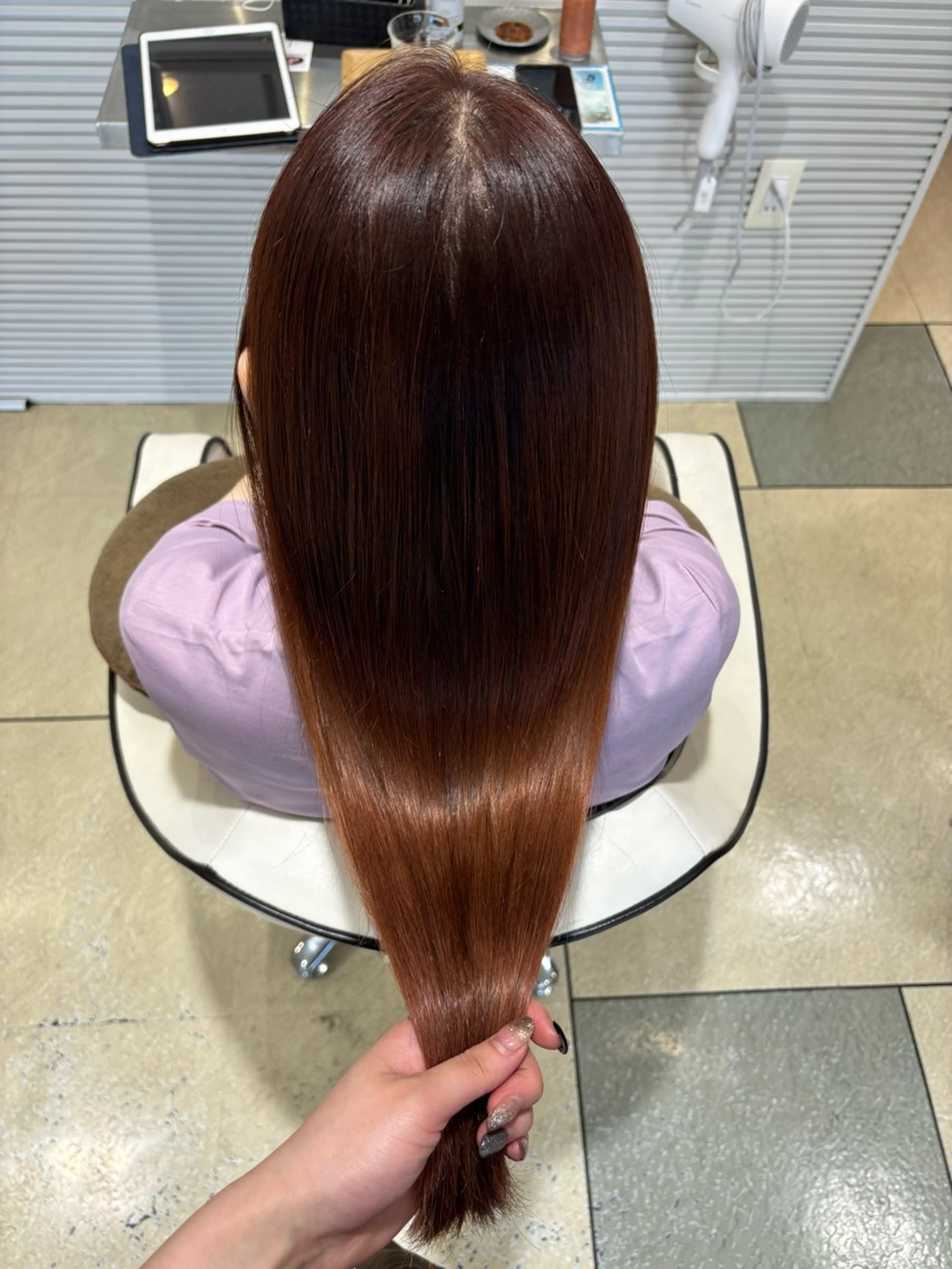 ロング カラー 髪質改善 ロング トリートメント カット ヘアカラー トリートメント 透明感カラー/ くびれヘア🌸ユウユのヘアスタイル