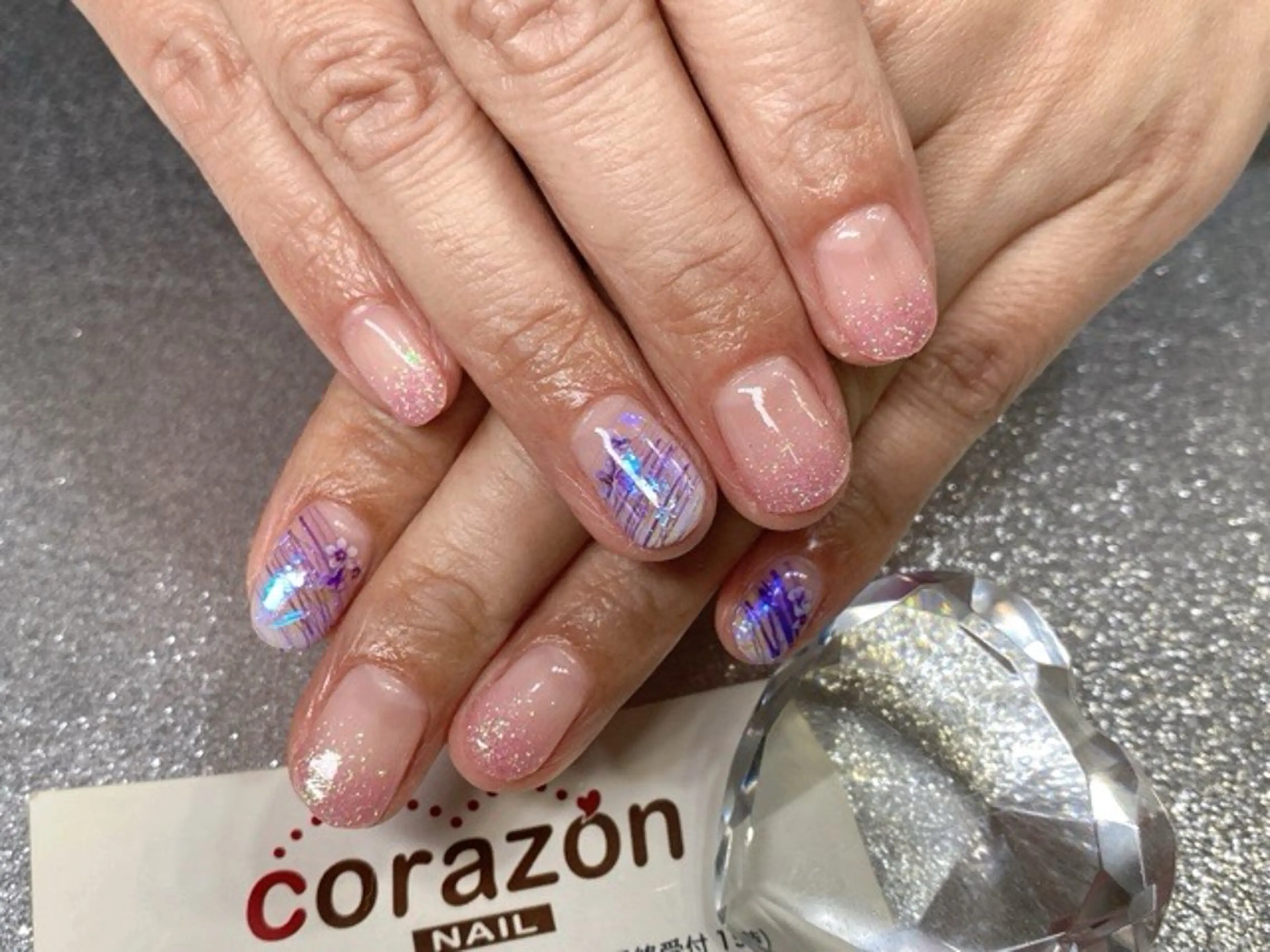 ネイル ラメ(グリッター) ラメグラデーション パステルネイル パープル corazon所属・ネイリスト aicoのネイルデザイン