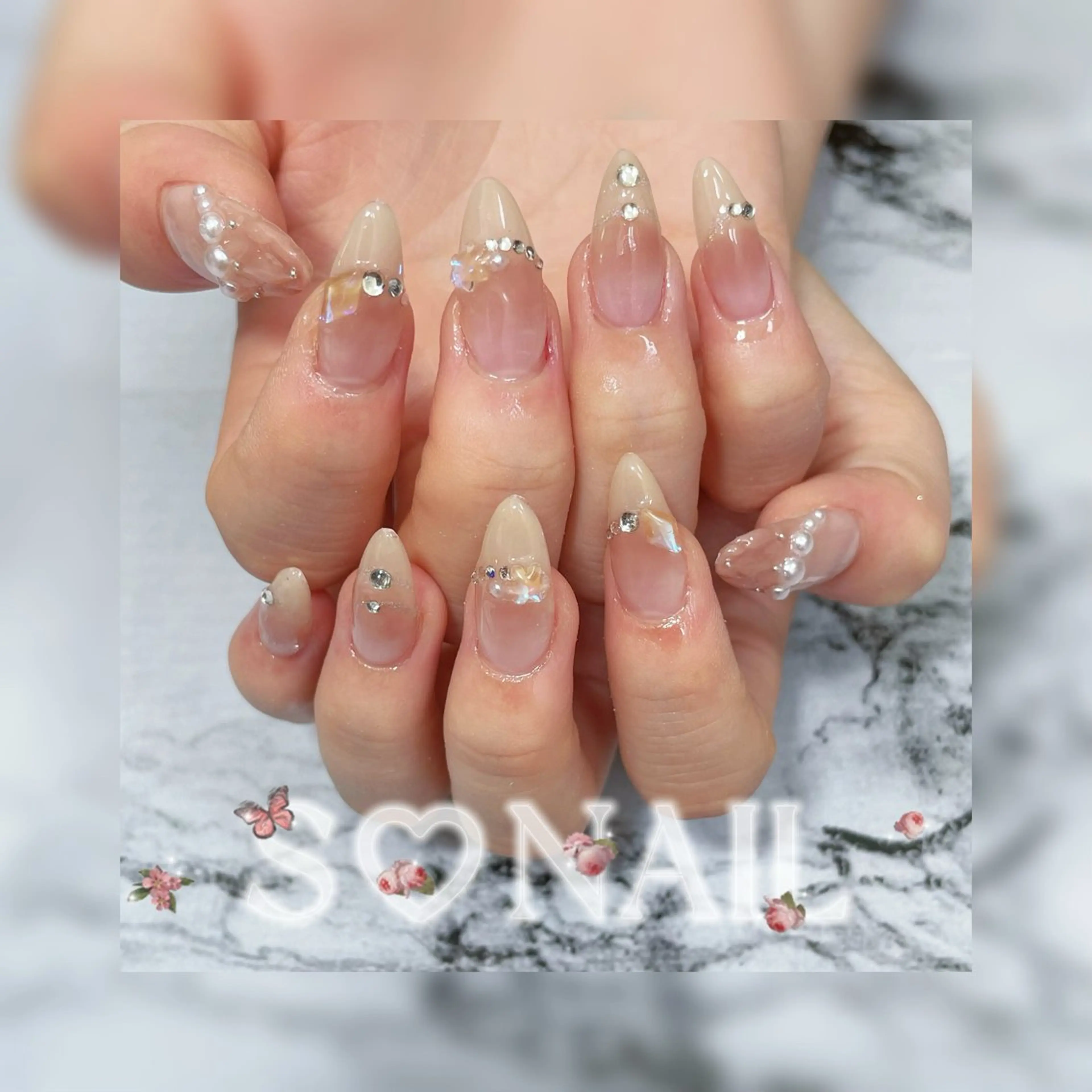 ネイル チークネイル フレンチネイル 持ち込み ハンドネイル S♡NAIL所属・S.NAIL Suuのネイルデザイン