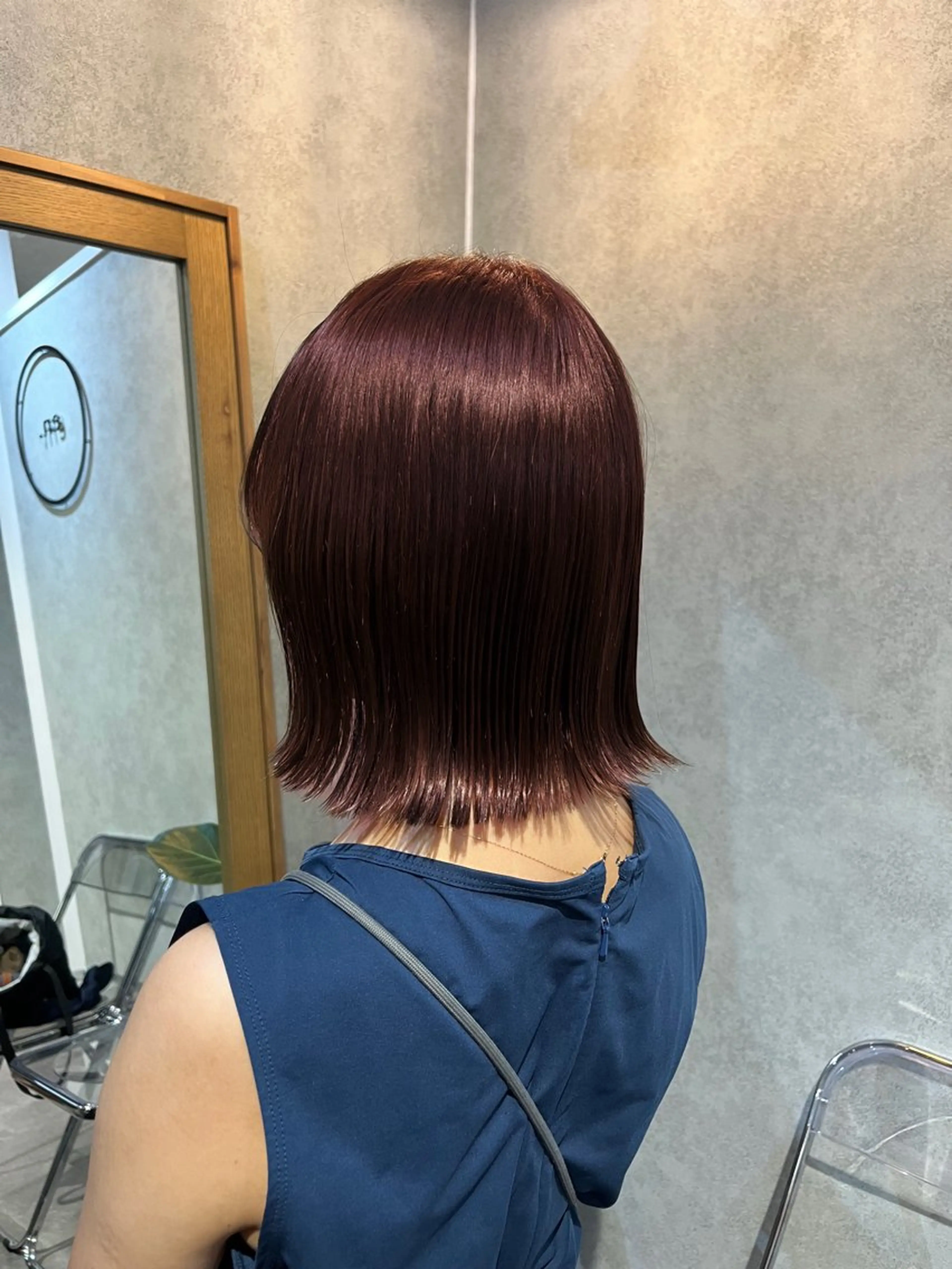 ミディアム カラー カット ヘアカラー トリートメント ボブ/プツッとボブ/ 暖色カラー/モエのヘアスタイル