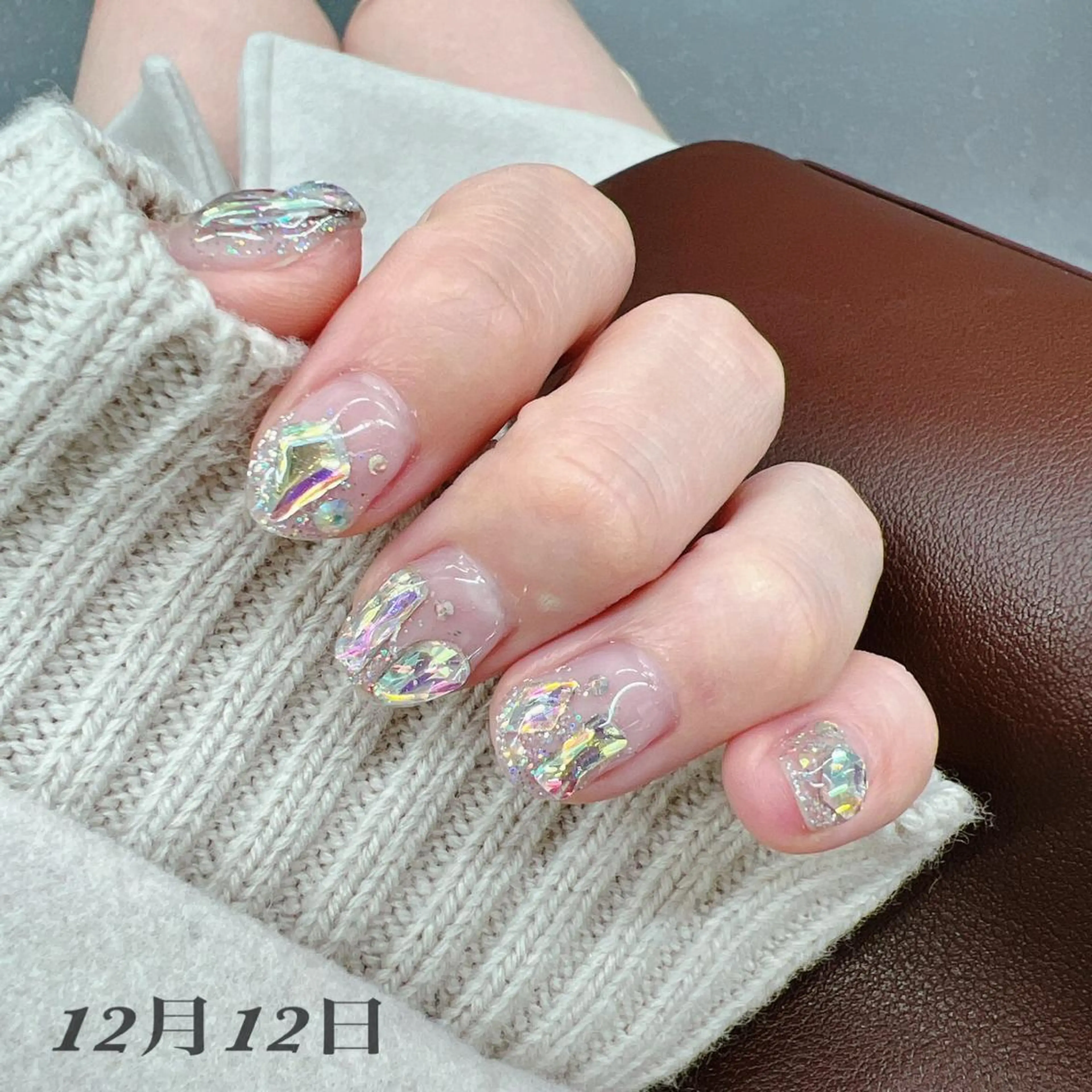 ネイル オーロラネイル ジェルネイル パラジェル ぷっくりネイル ストーンネイル ハンドネイル peaberry nailのネイルデザイン