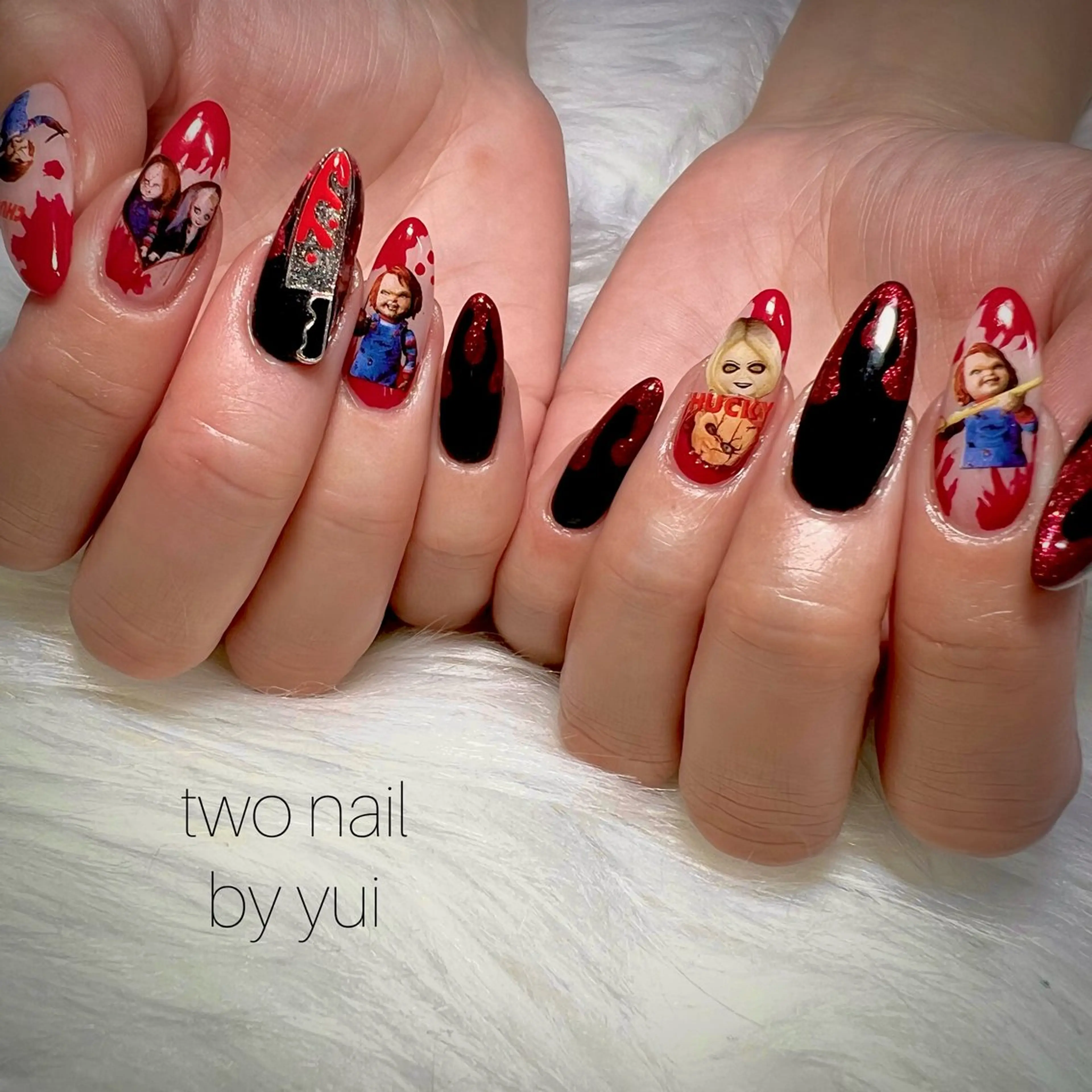 ネイル アートネイル 持ち込み ネイルチップ ホワイト ハンドネイル two nailのネイルデザイン