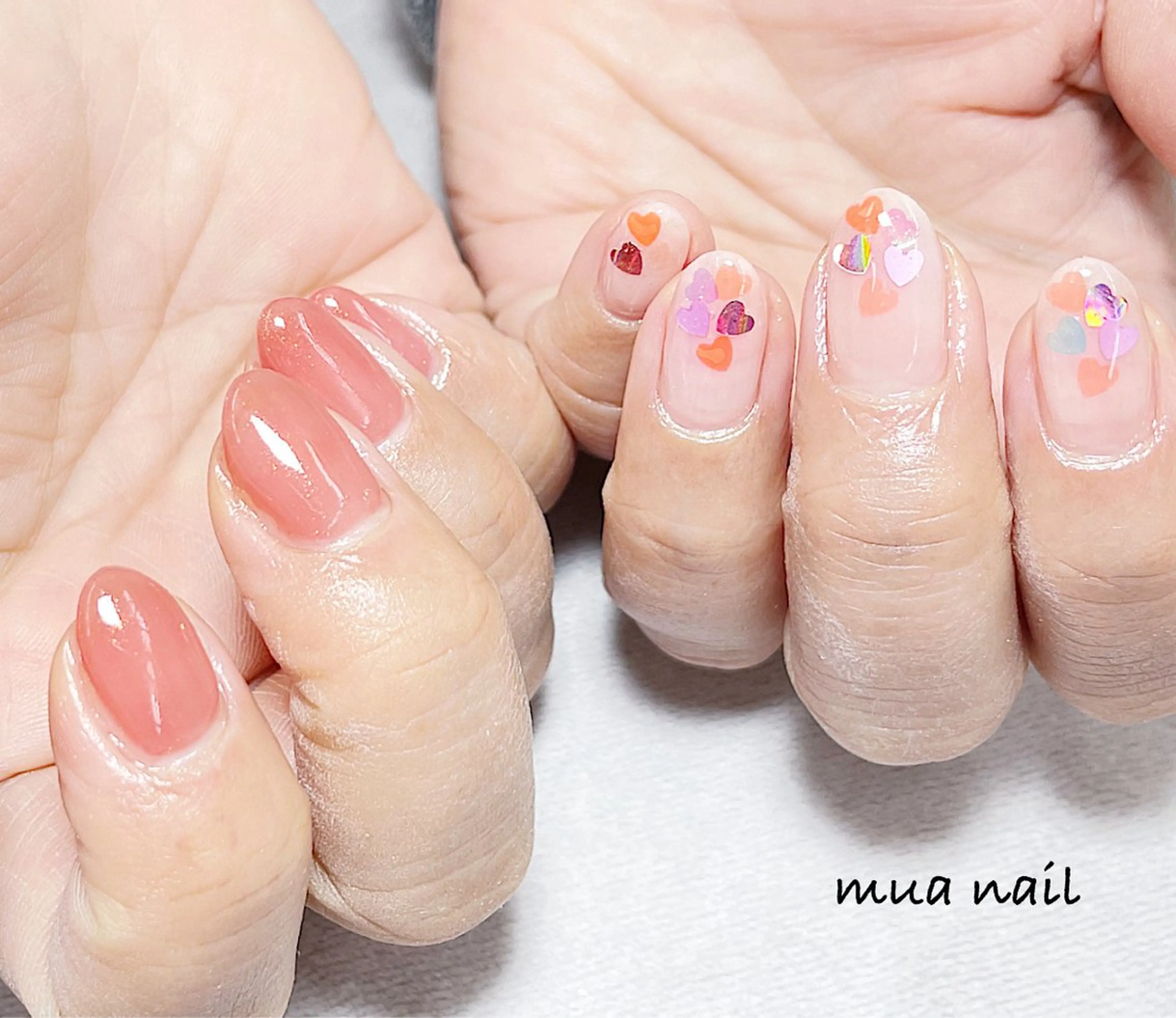 ネイル アートネイル ハート ハンドネイル mua nail mikiのネイルデザイン