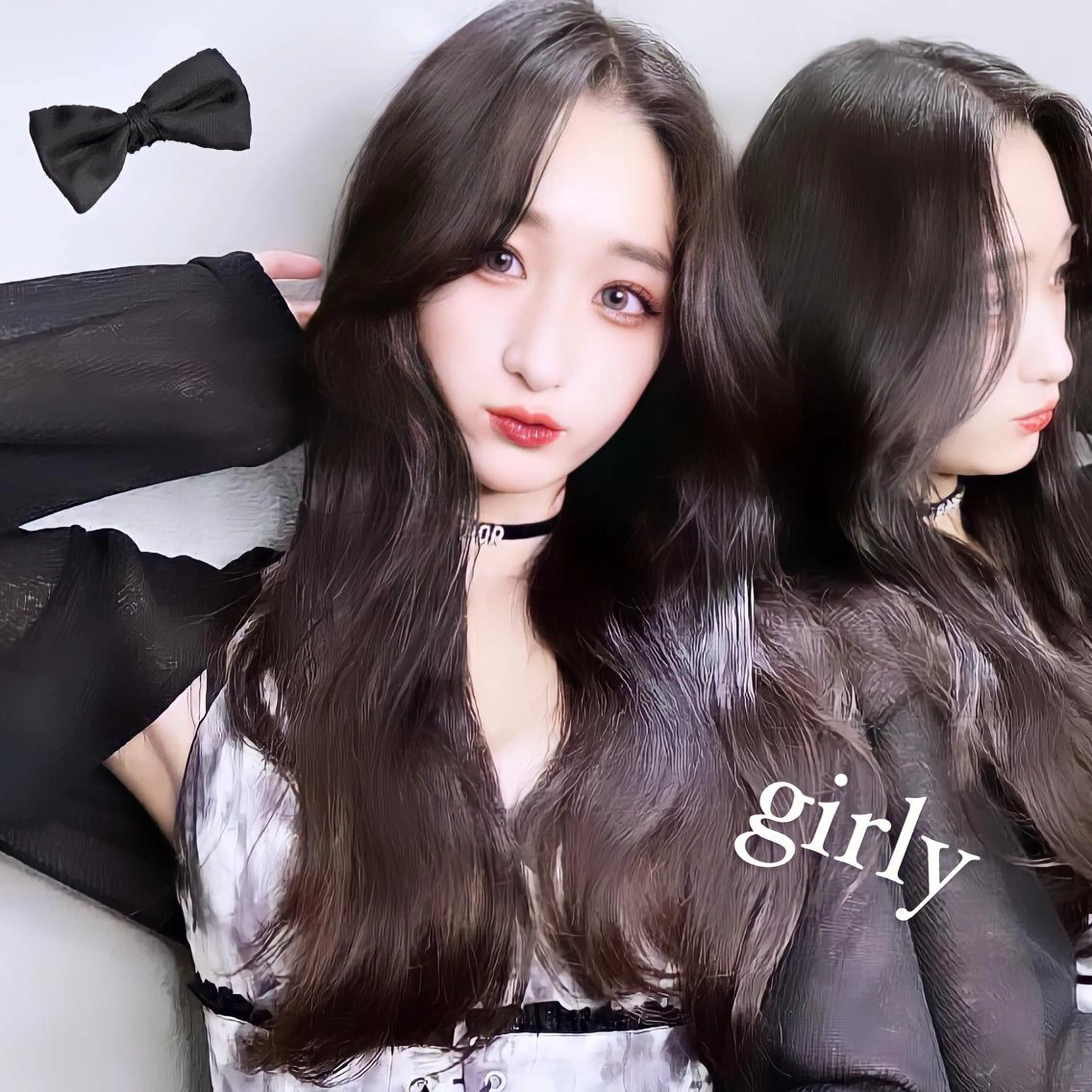 ロング カラー アッシュ アッシュブラック 黒髪 ブルーカラー ブルーブラック ブリーチなし透明感カ ラー×韓国ヘア♡ヒデのヘアスタイル