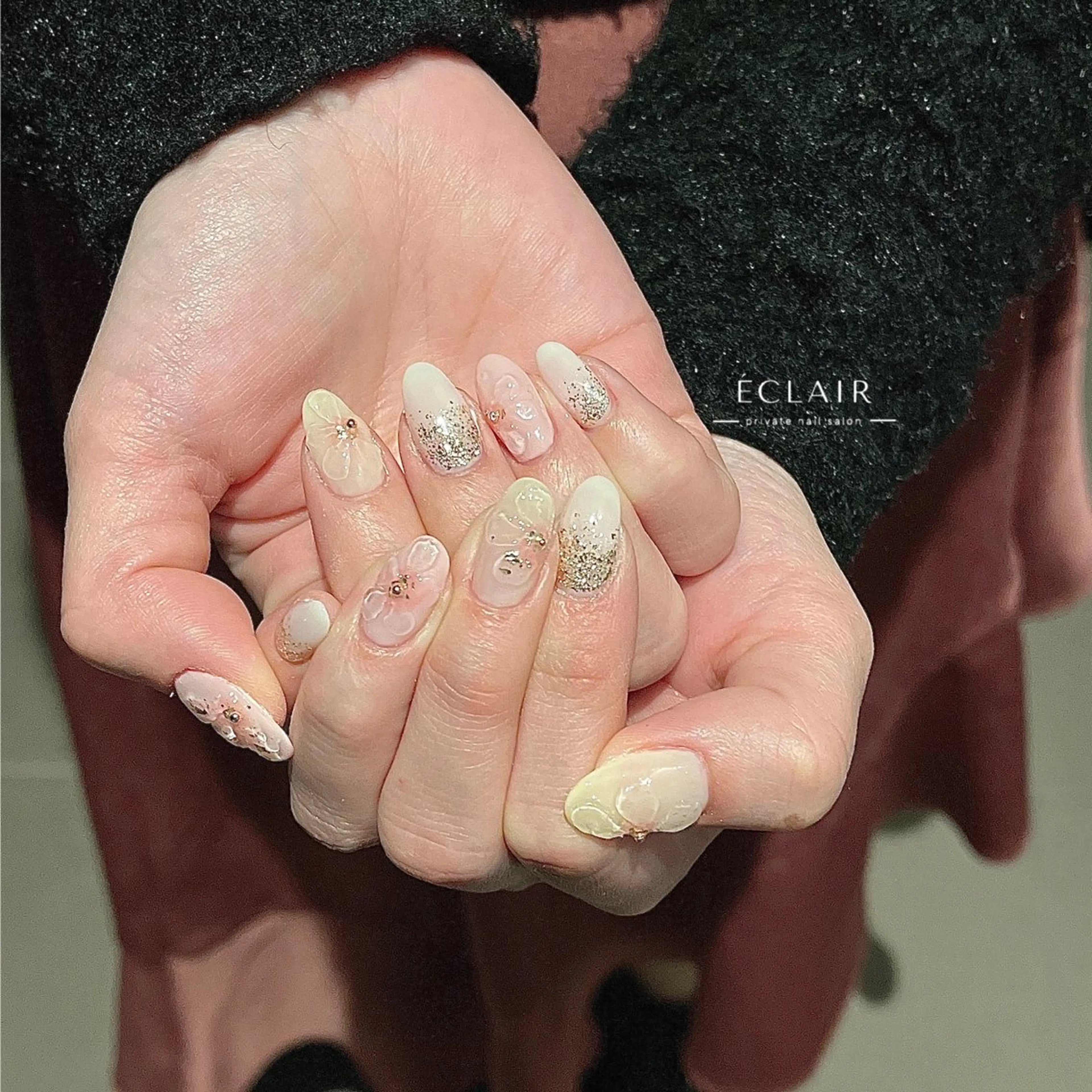 ネイル フレンチネイル ミラーネイル ニュアンスネイル シンプルネイル ハンドネイル - Éclair - hitomiのネイルデザイン