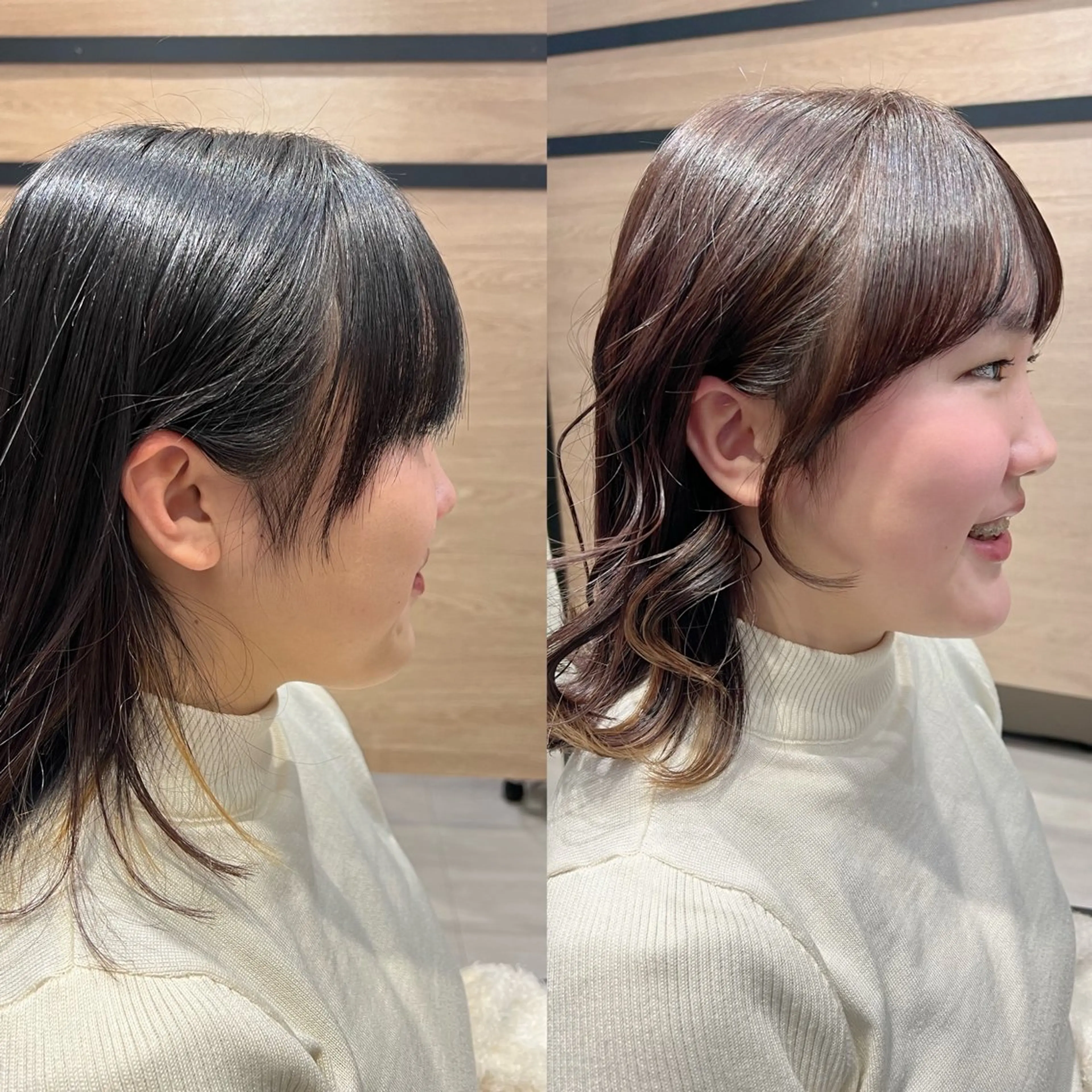 ミディアム カラー ヘアアレンジ カット ヘアカラー トリートメント GO TODAY SHAiRE SALON 心斎橋edel所属・顔まわりカット/ やすだのヘアスタイル