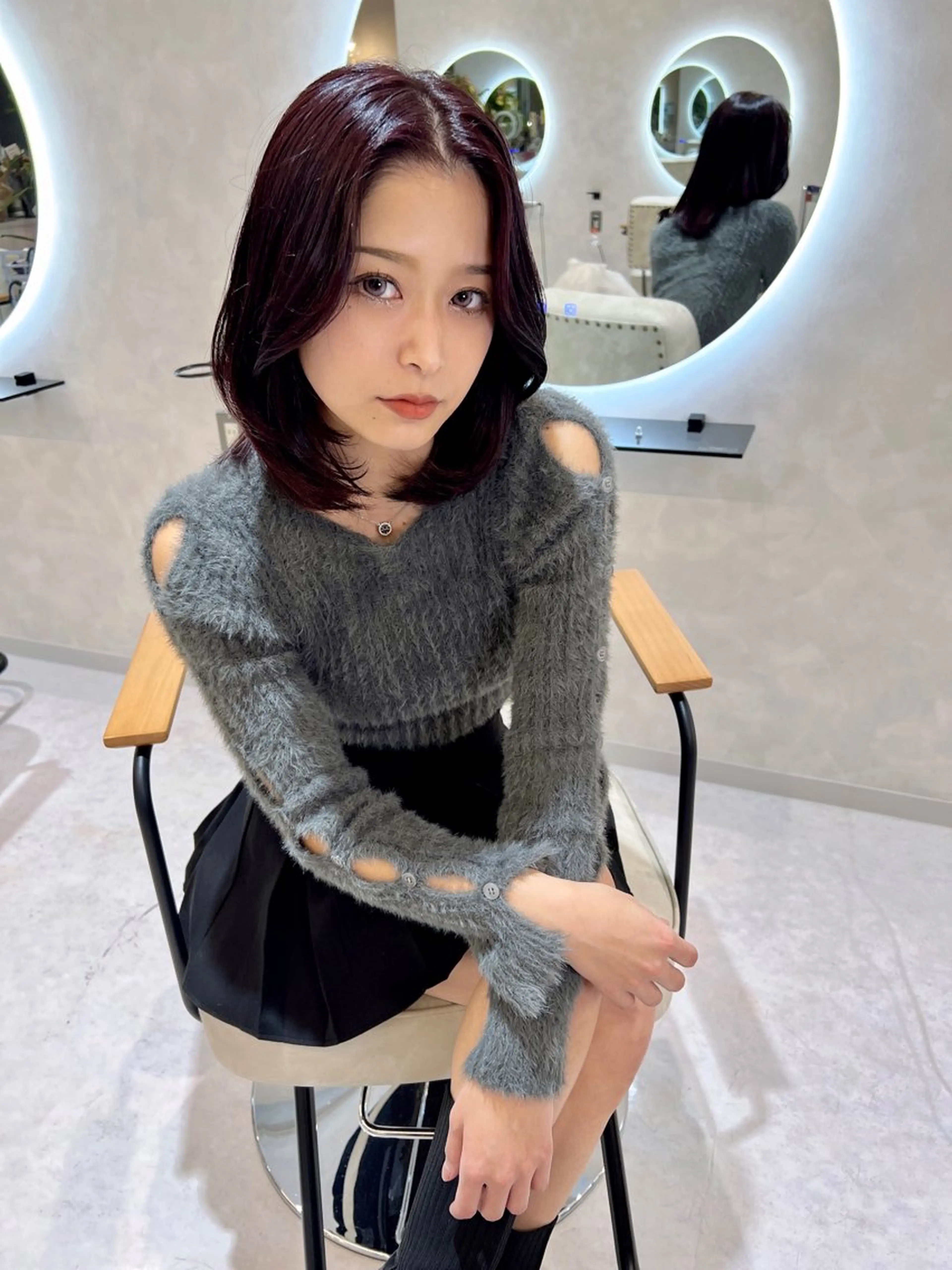 ミディアム enu所属・enu梅田 韓国ヘア ゆりのヘアスタイル